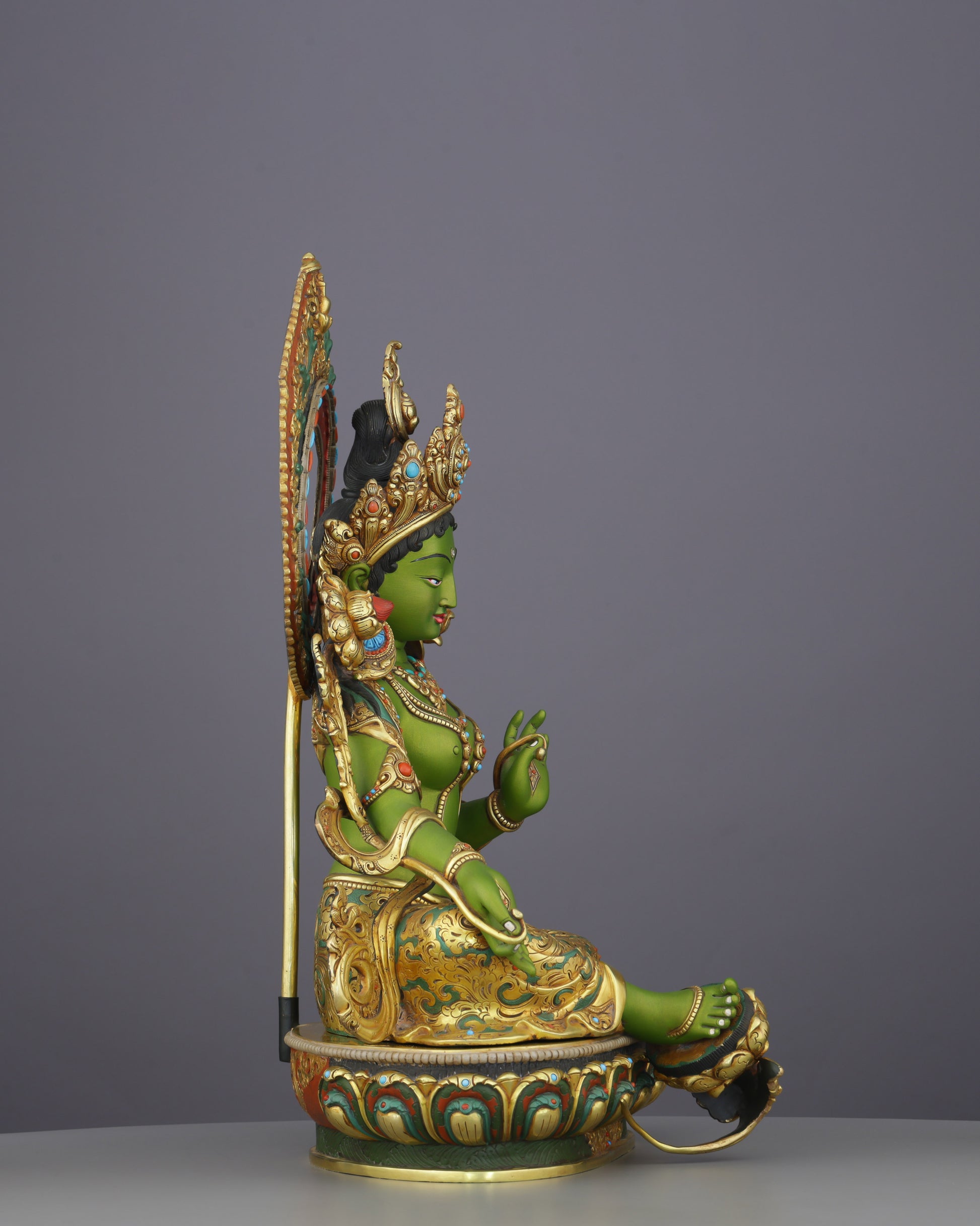Green, Gold, and Fearless | The Green Tara Statue That Commands Every Space - Authentic Handcrafted Statue