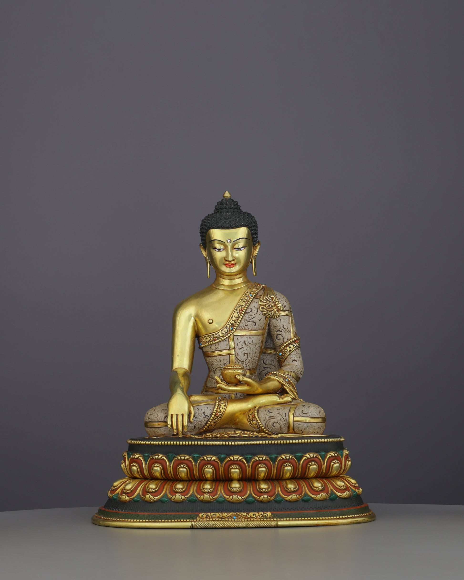 Gold, Stillness, and Awakening | Sakyamuni Buddha Statue - Authentic Handcrafted Statue