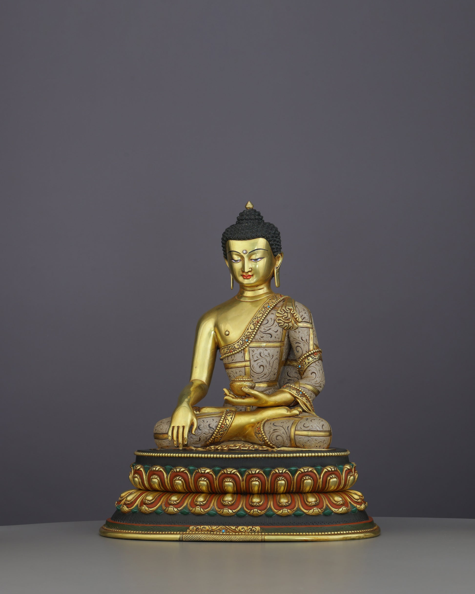 Gold, Stillness, and Awakening | Sakyamuni Buddha Statue - Authentic Handcrafted Statue