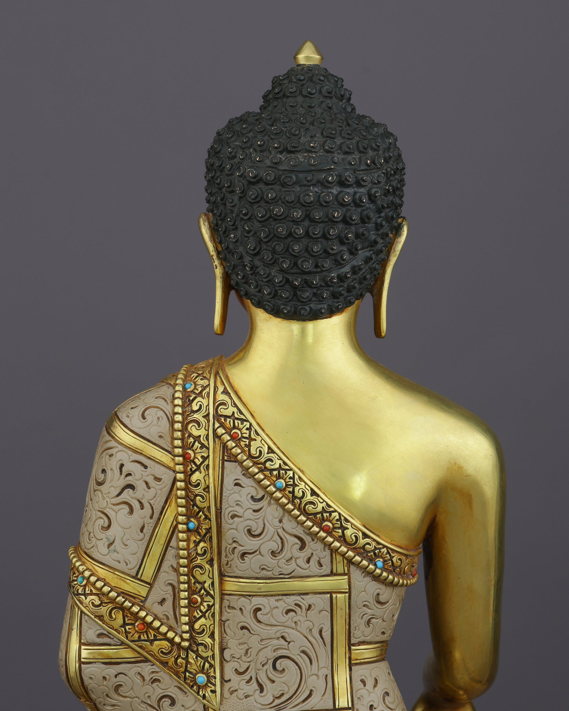 Gold, Stillness, and Awakening | Sakyamuni Buddha Statue - Authentic Handcrafted Statue
