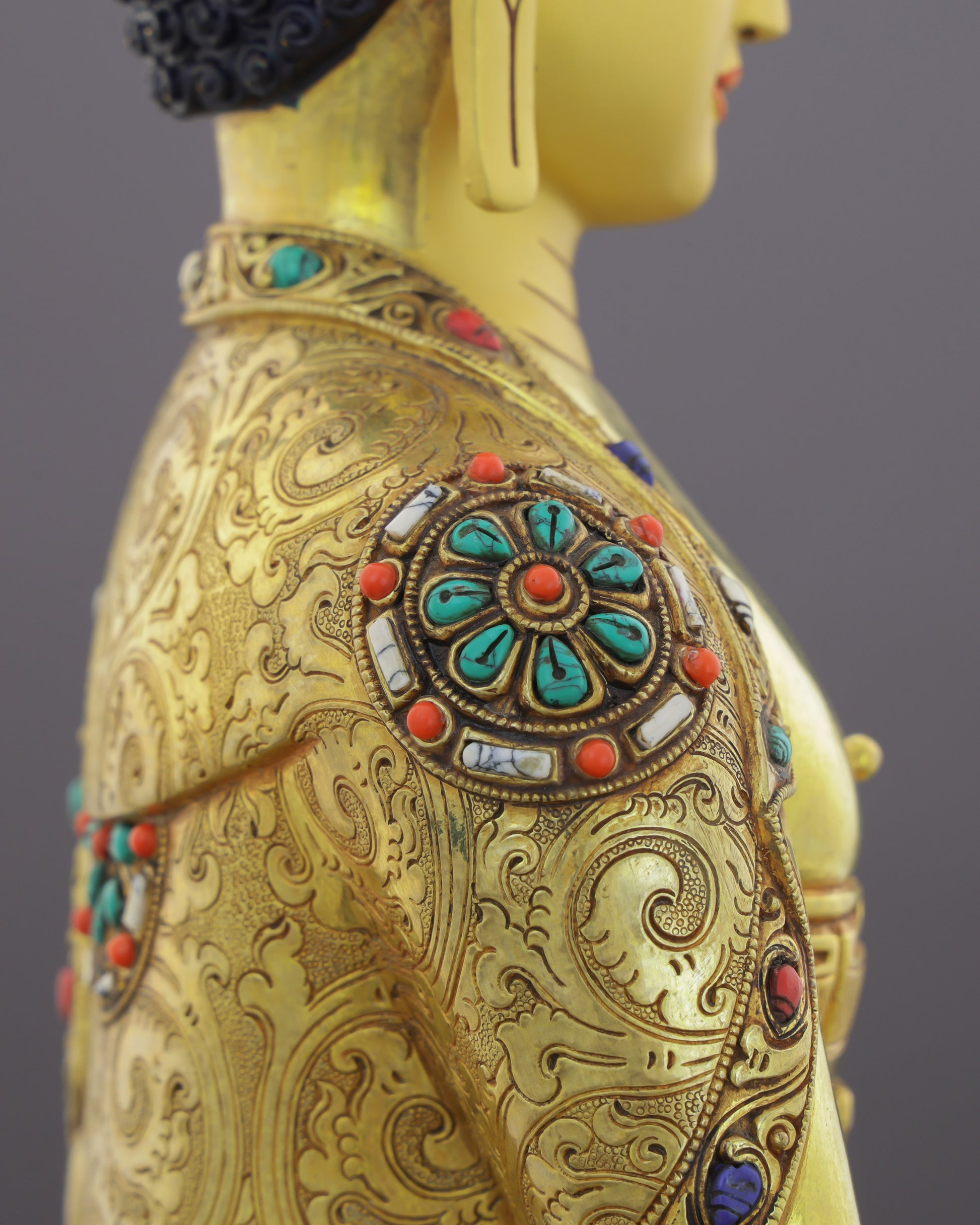 Jeweled and Awakened | Sakyamuni Buddha Statue - Authentic Handcrafted Statue