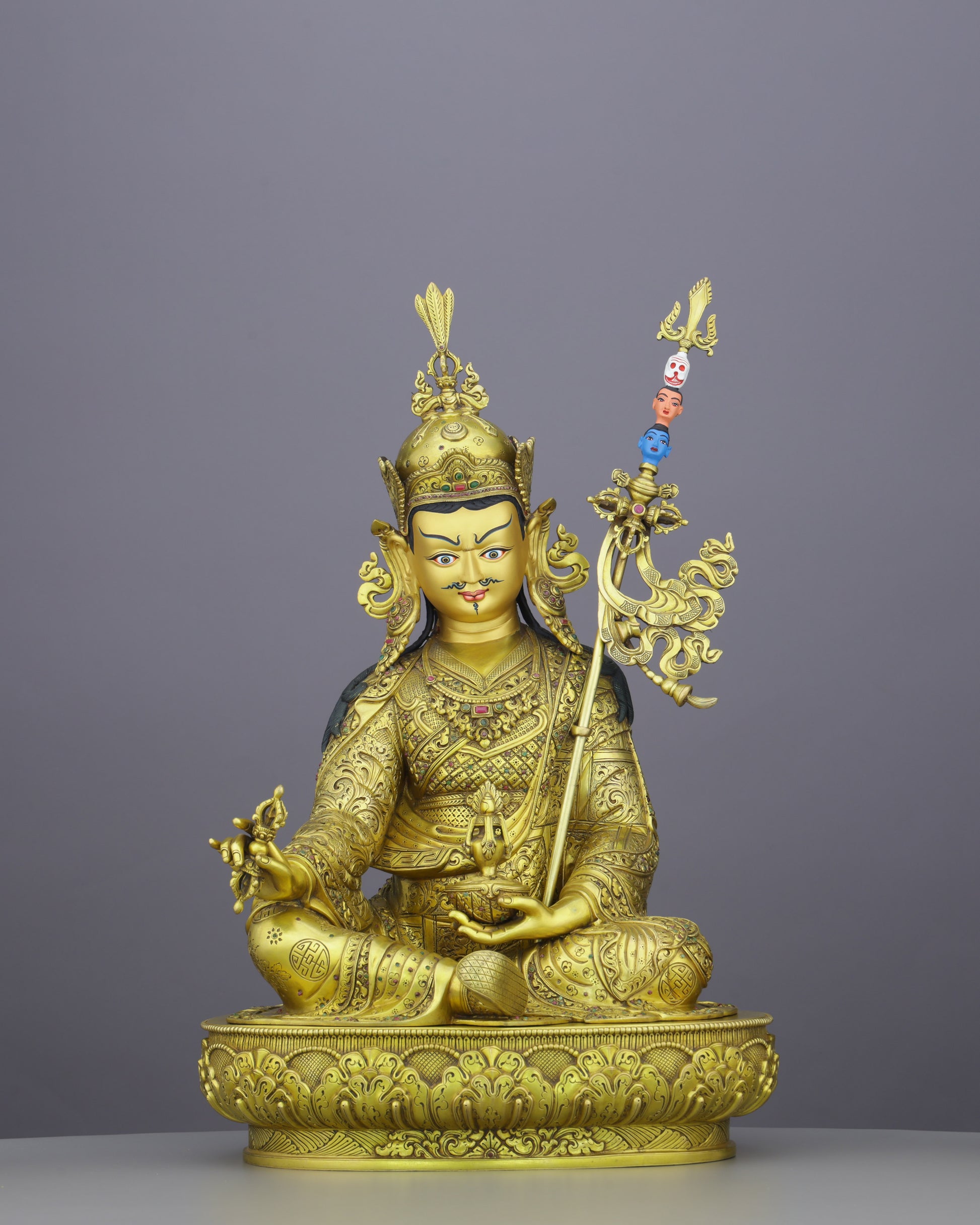 The Lotus-Born Master | Guru Rinpoche Statue in 24K Gold - Authentic Handcrafted Statue
