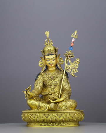 The Lotus-Born Master | Guru Rinpoche Statue in 24K Gold