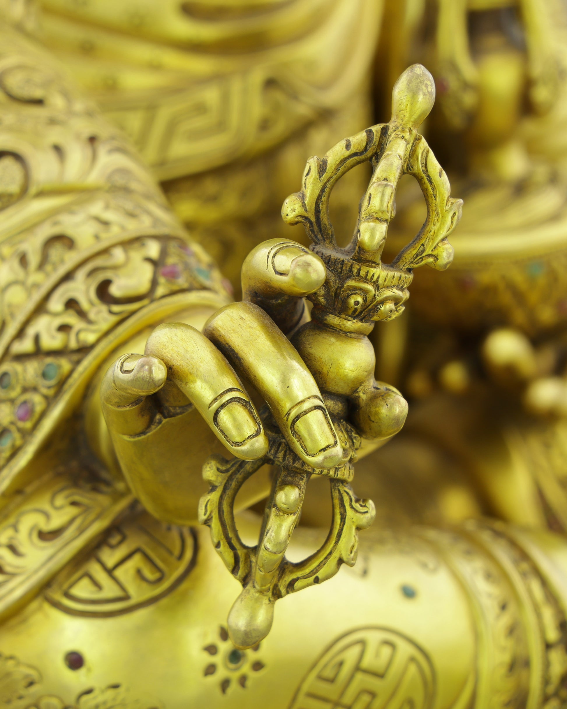 The Lotus-Born Master | Guru Rinpoche Statue in 24K Gold - Authentic Handcrafted Statue