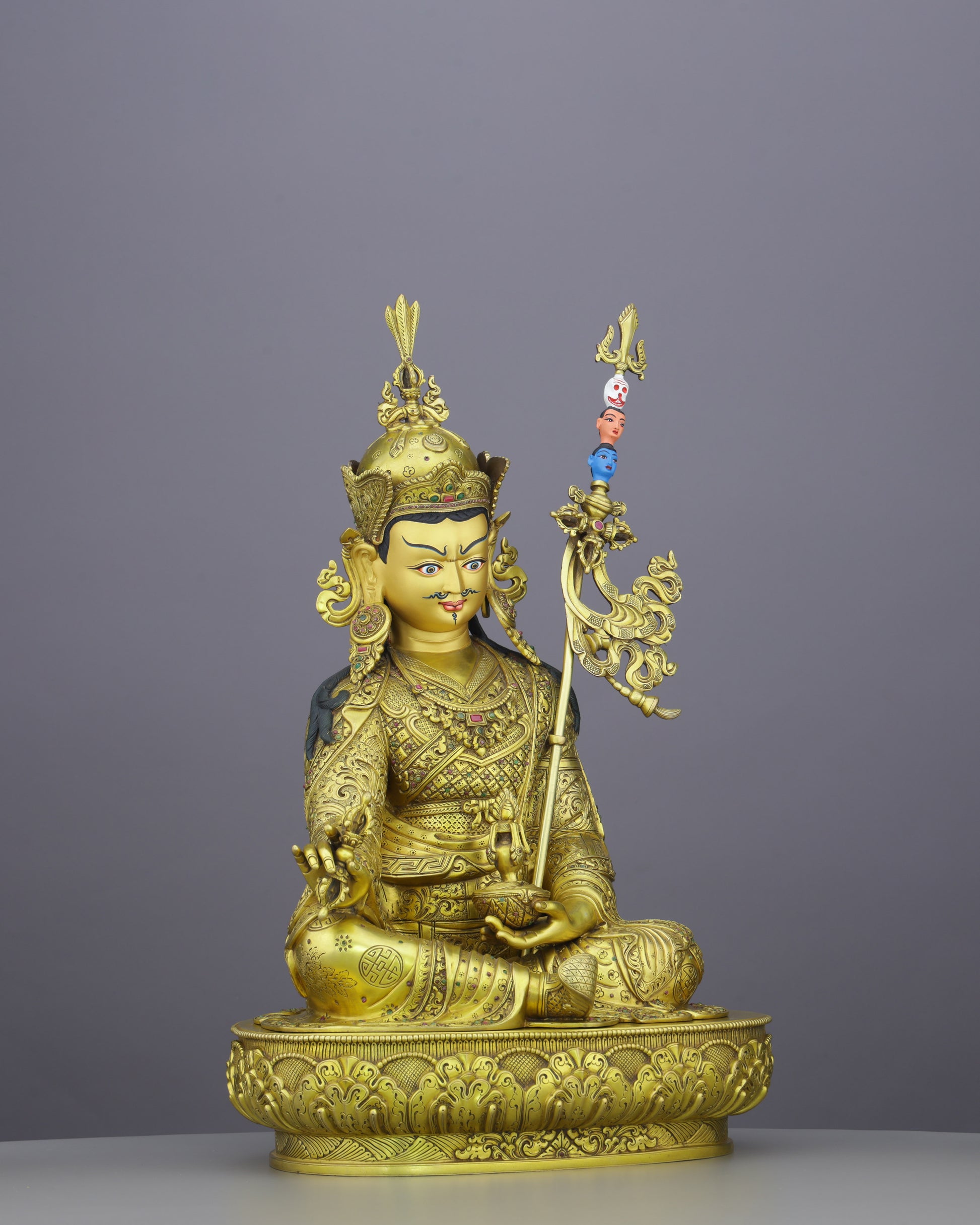 The Lotus-Born Master | Guru Rinpoche Statue in 24K Gold - Authentic Handcrafted Statue
