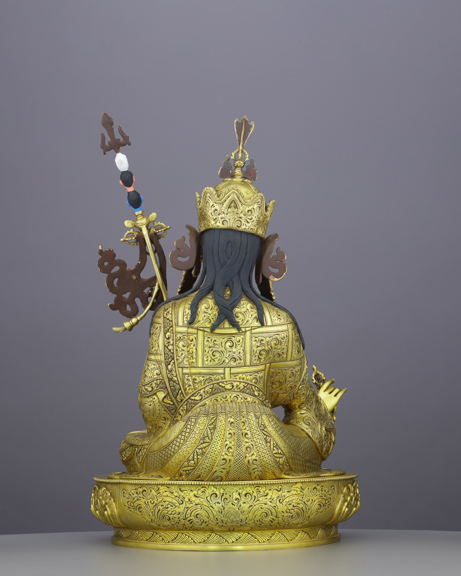 The Lotus-Born Master | Guru Rinpoche Statue in 24K Gold - Authentic Handcrafted Statue
