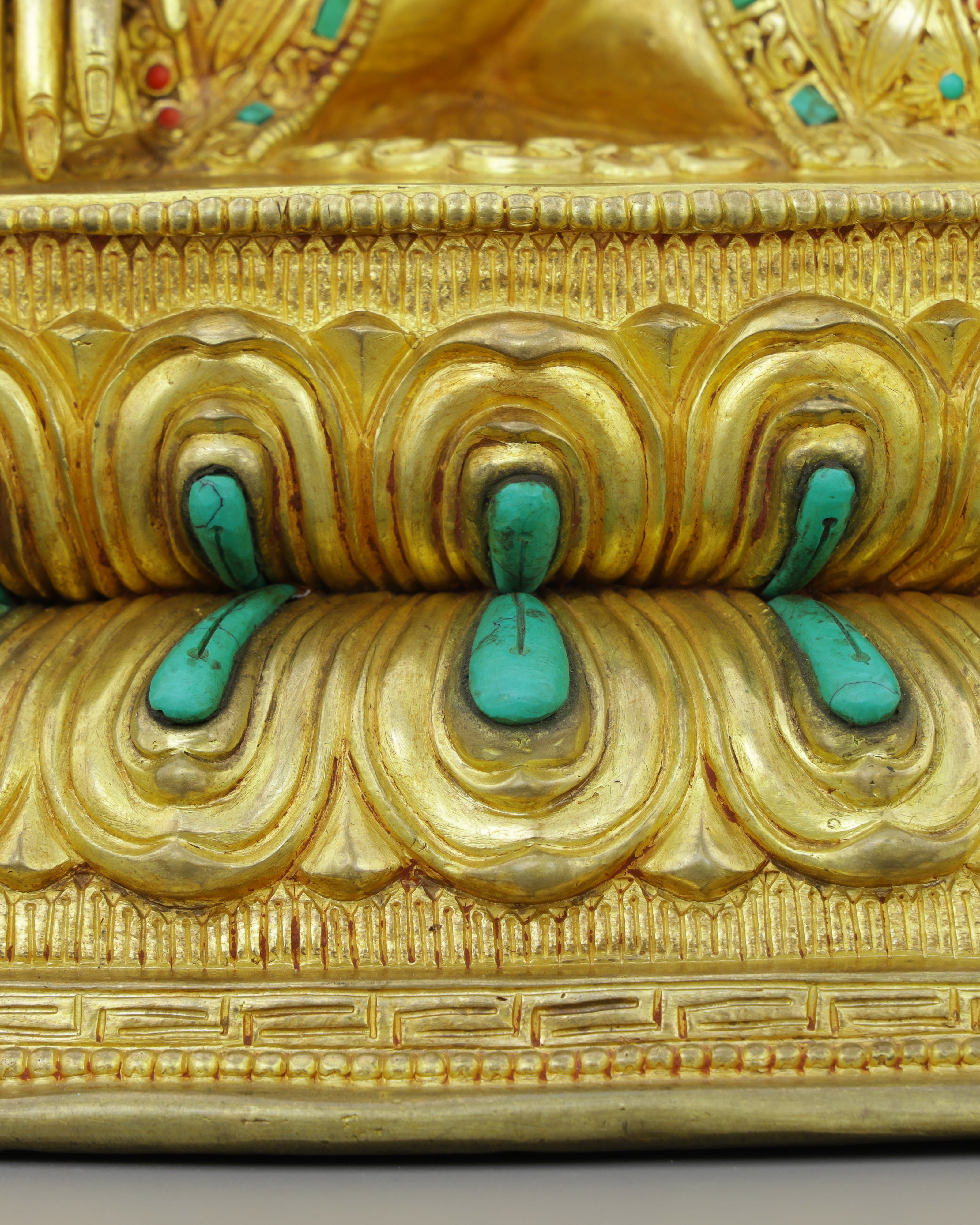 Gold, Turquoise &amp; Coral | Sakyamuni Buddha Statue in Himalayan Splendor