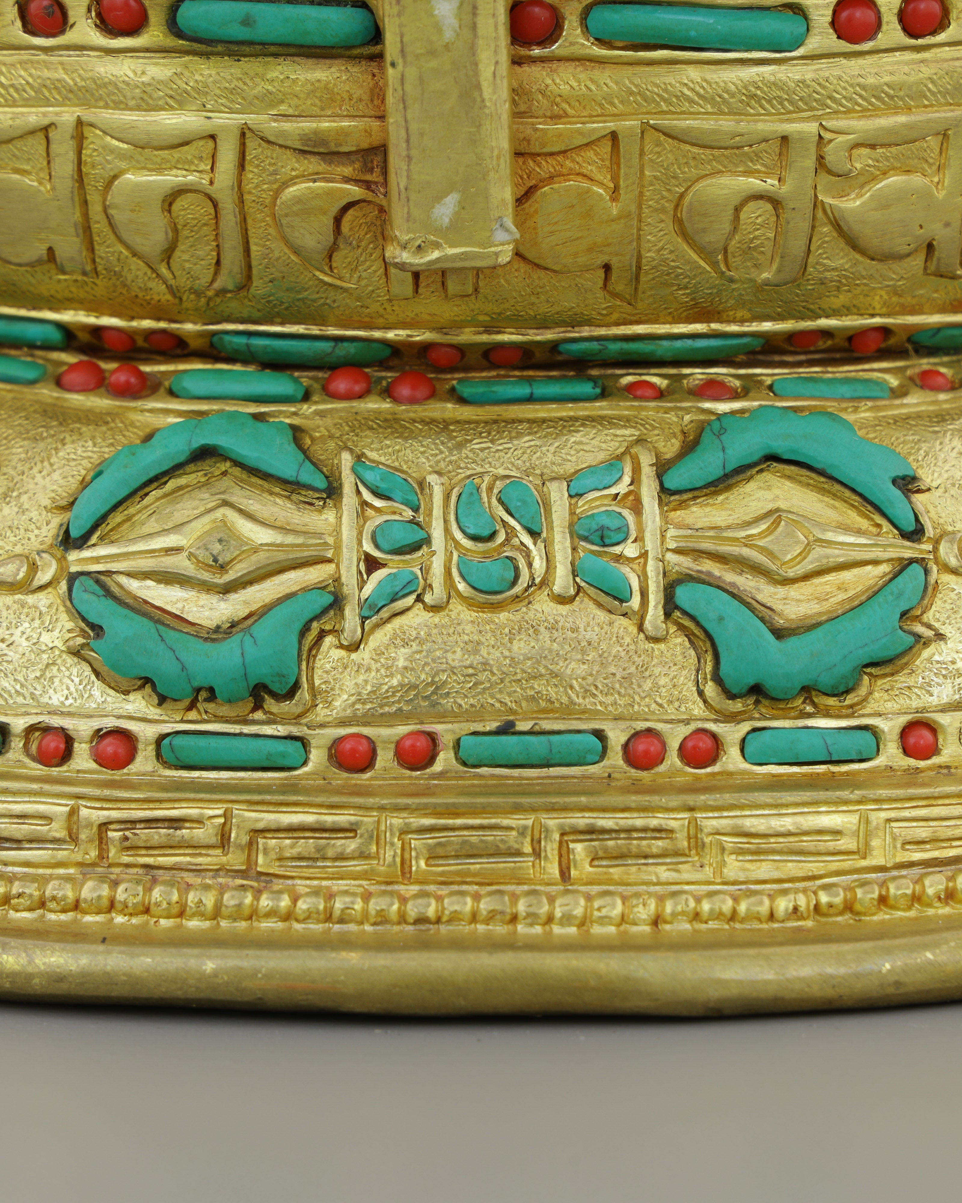 Gold, Turquoise &amp; Coral | Sakyamuni Buddha Statue in Himalayan Splendor