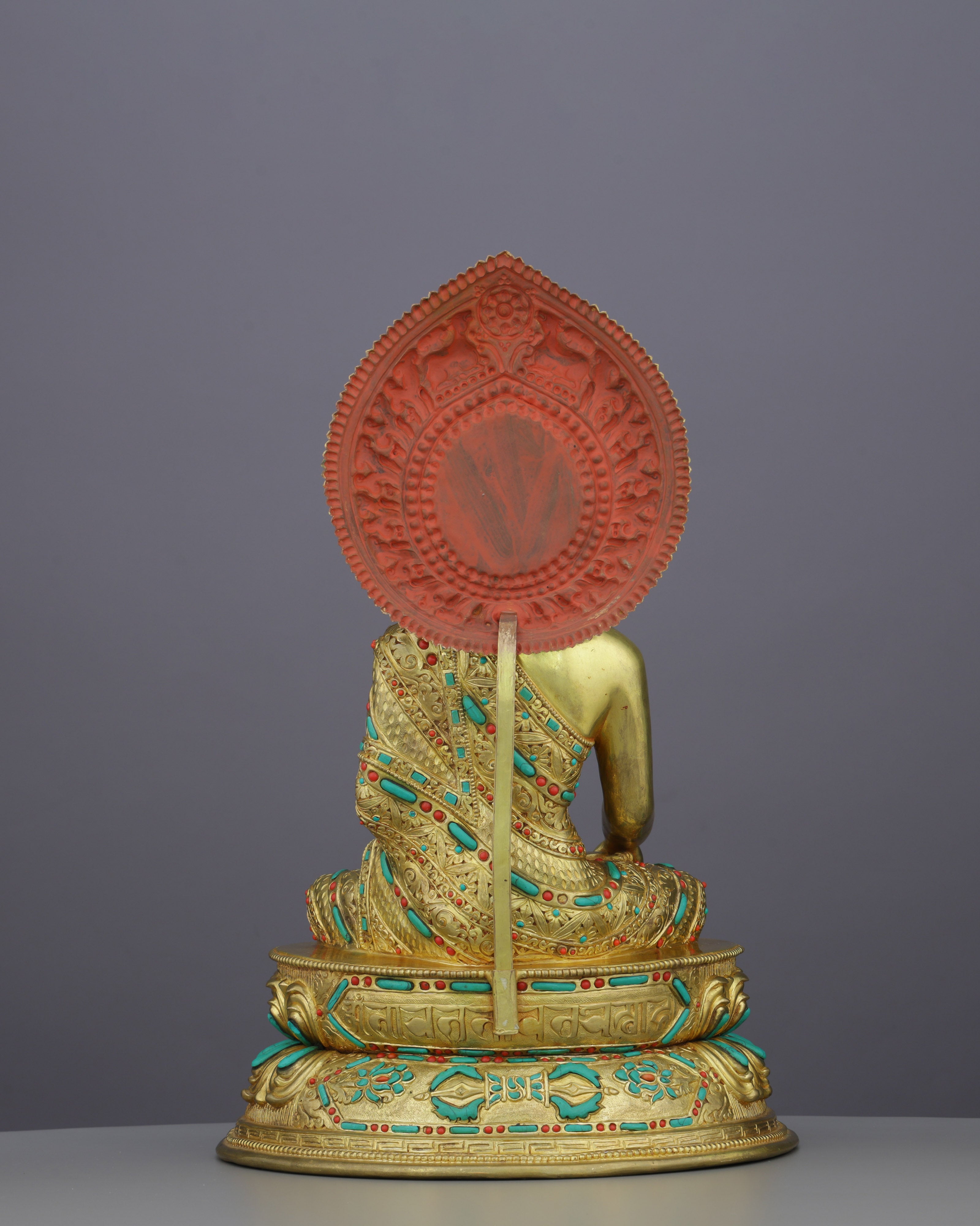 Gold, Turquoise &amp; Coral | Sakyamuni Buddha Statue in Himalayan Splendor