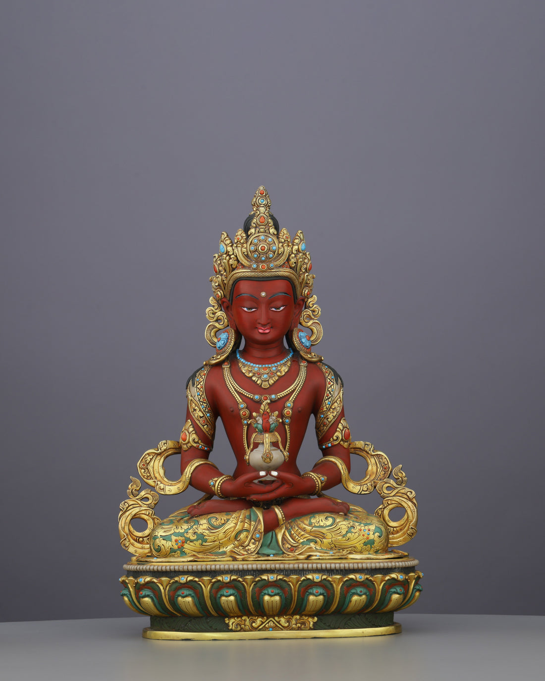 Exquisite 24K Gold Gilded Amitayus Statue | A Nepalese Treasure of Eternal Life - Handcrafted Buddhist Statue