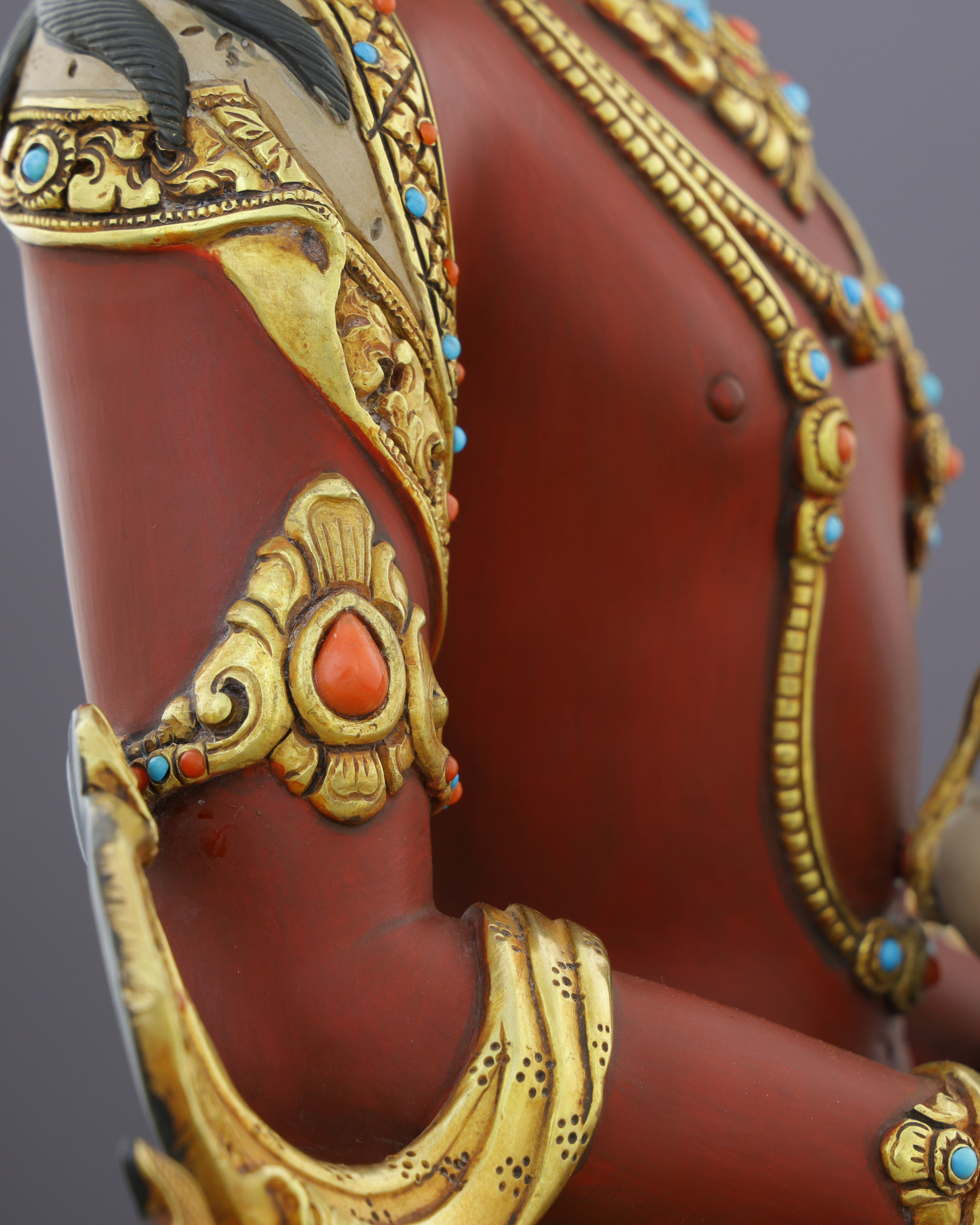 Exquisite 24K Gold Gilded Amitayus Statue | A Nepalese Treasure of Eternal Life