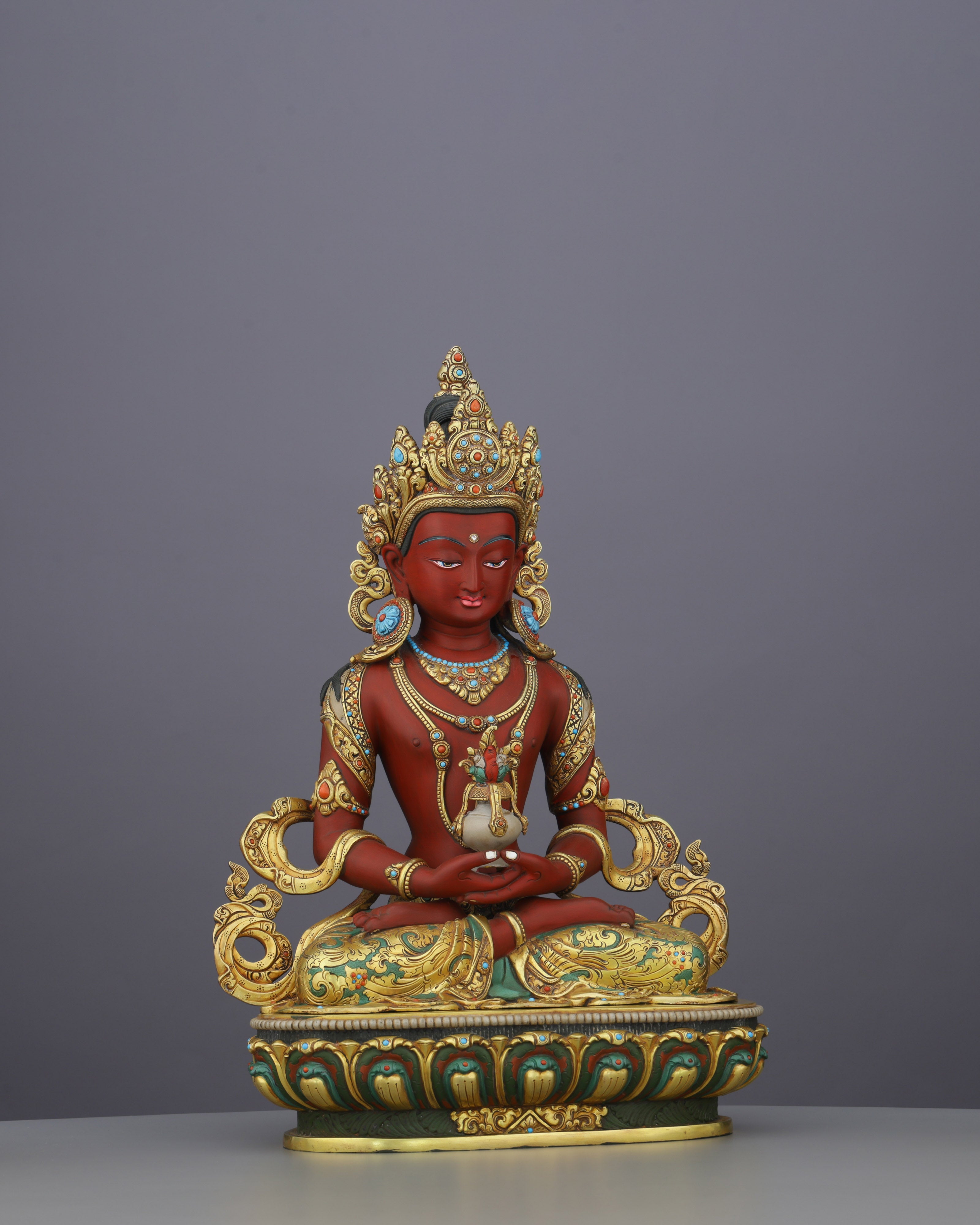 Exquisite 24K Gold Gilded Amitayus Statue | A Nepalese Treasure of Eternal Life