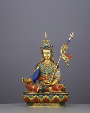 Majestic 24K Gold Gilded Guru Rinpoche Statue