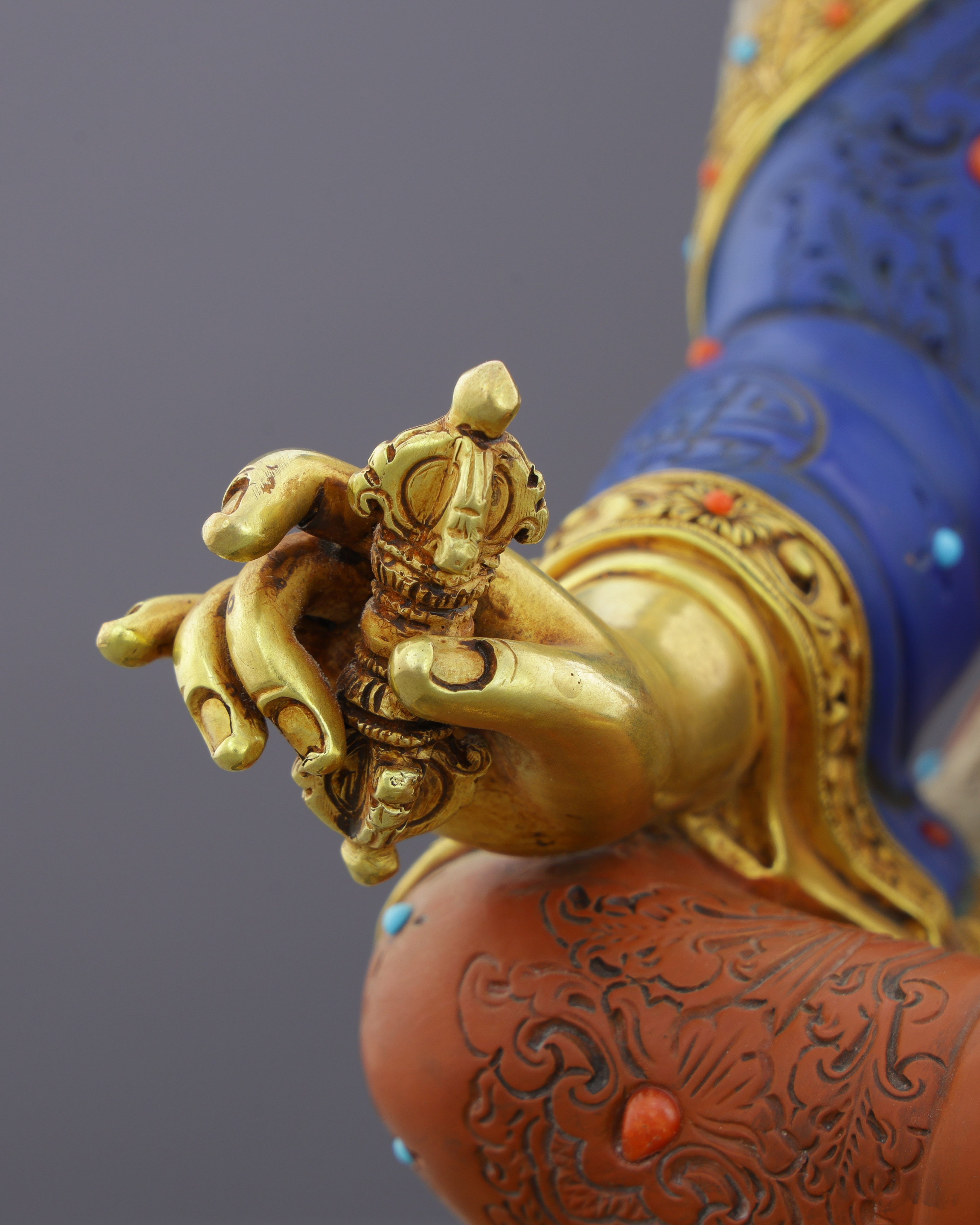 Majestic 24K Gold Gilded Guru Rinpoche Statue