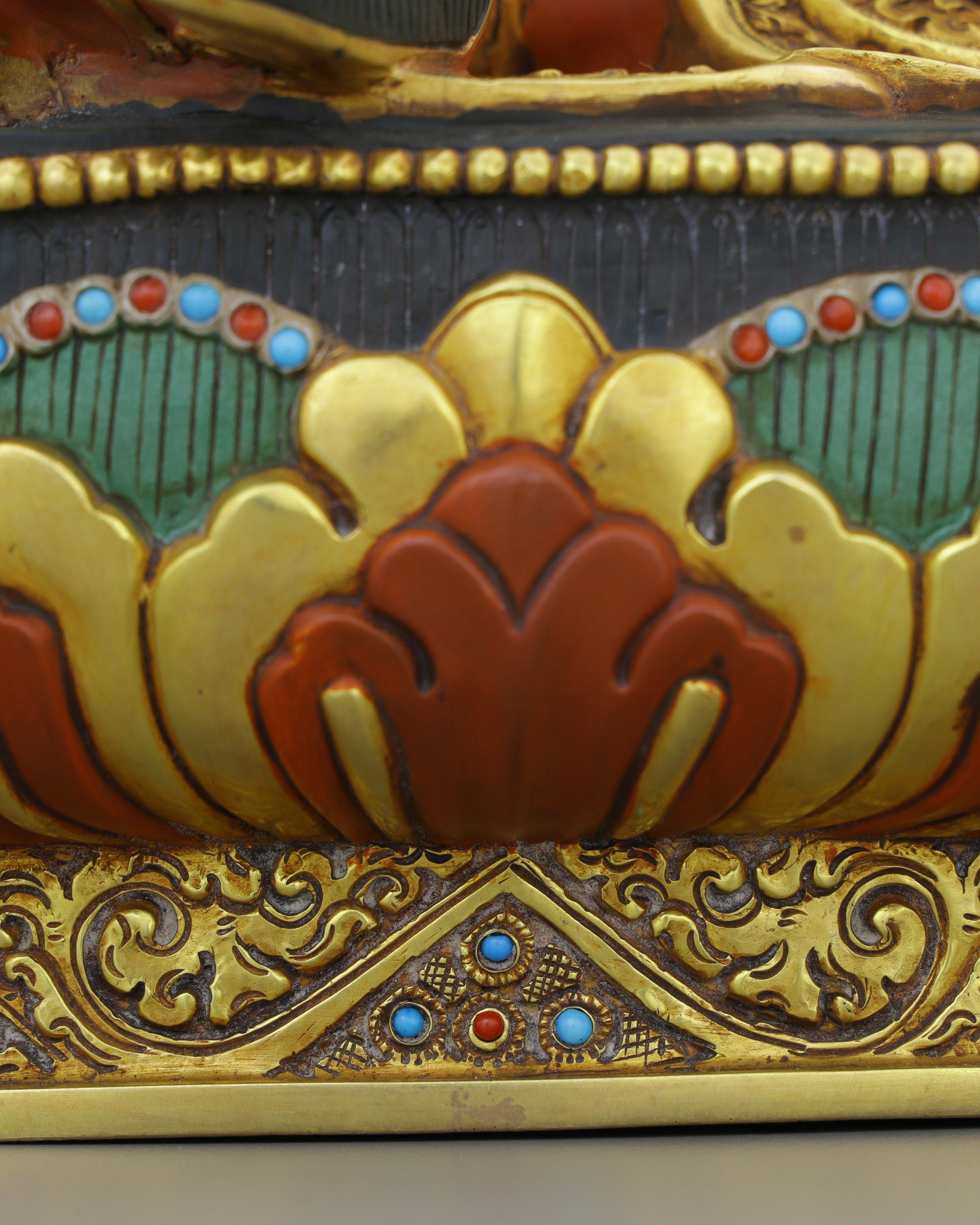 Majestic 24K Gold Gilded Guru Rinpoche Statue