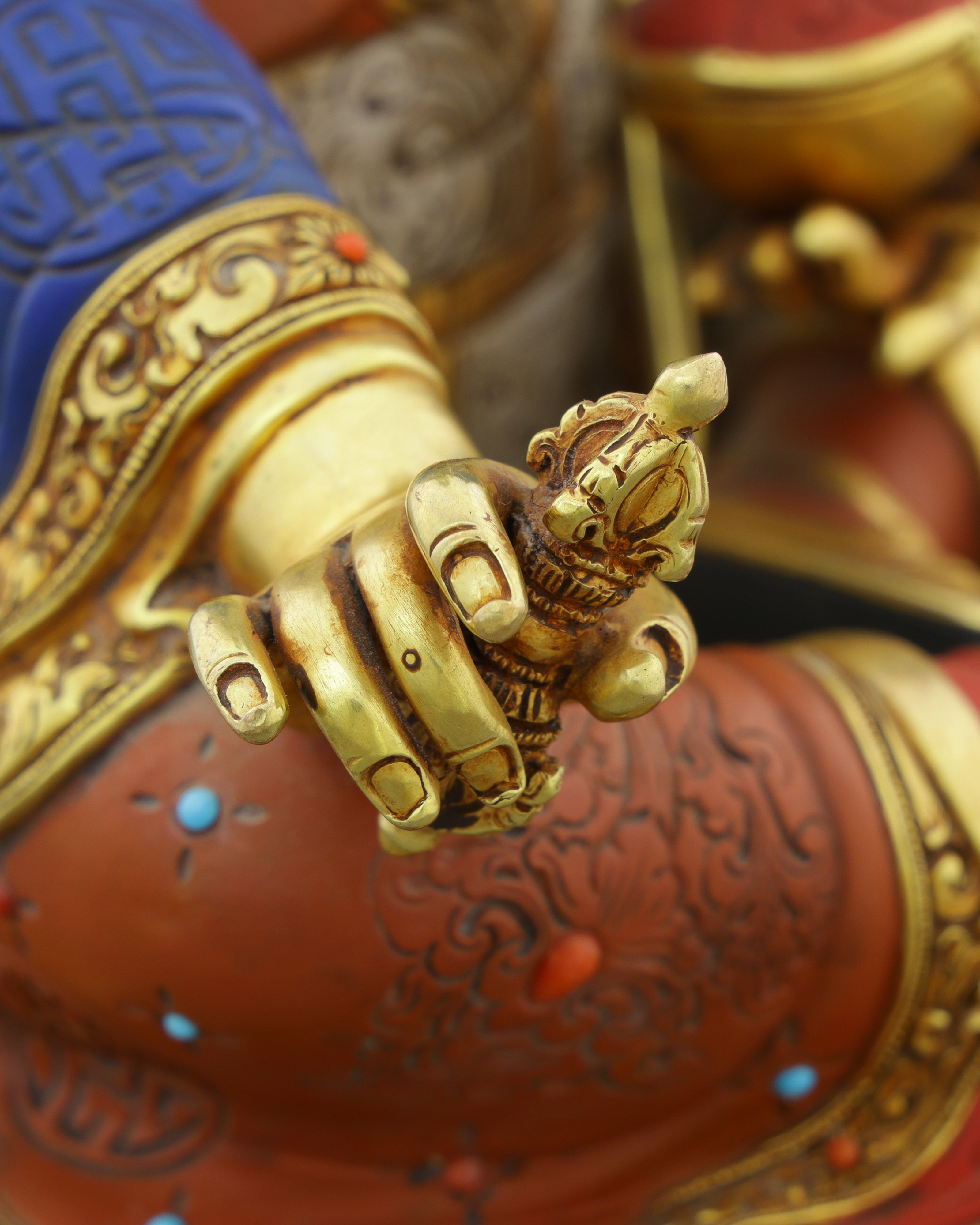 Majestic 24K Gold Gilded Guru Rinpoche Statue