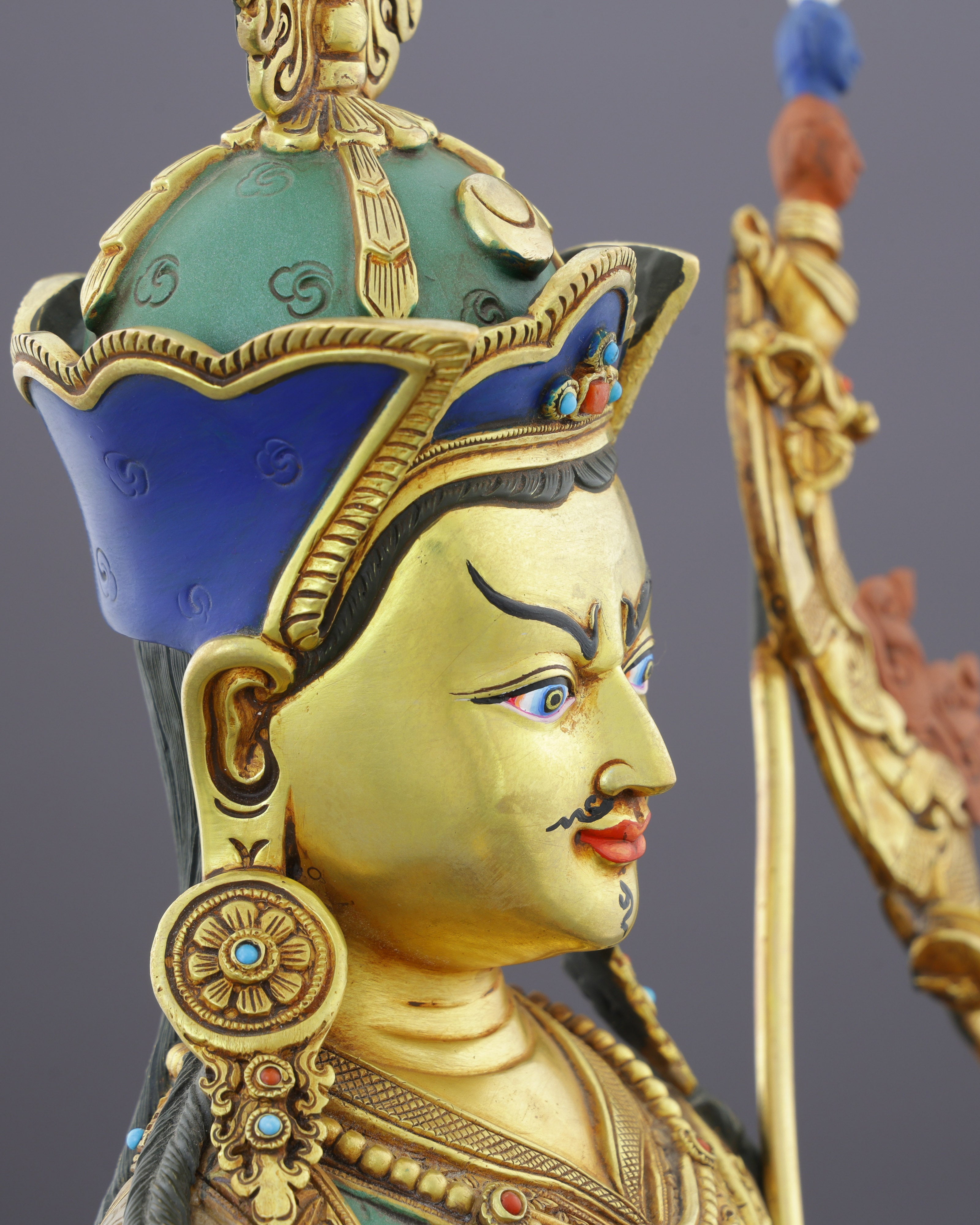 Majestic 24K Gold Gilded Guru Rinpoche Statue