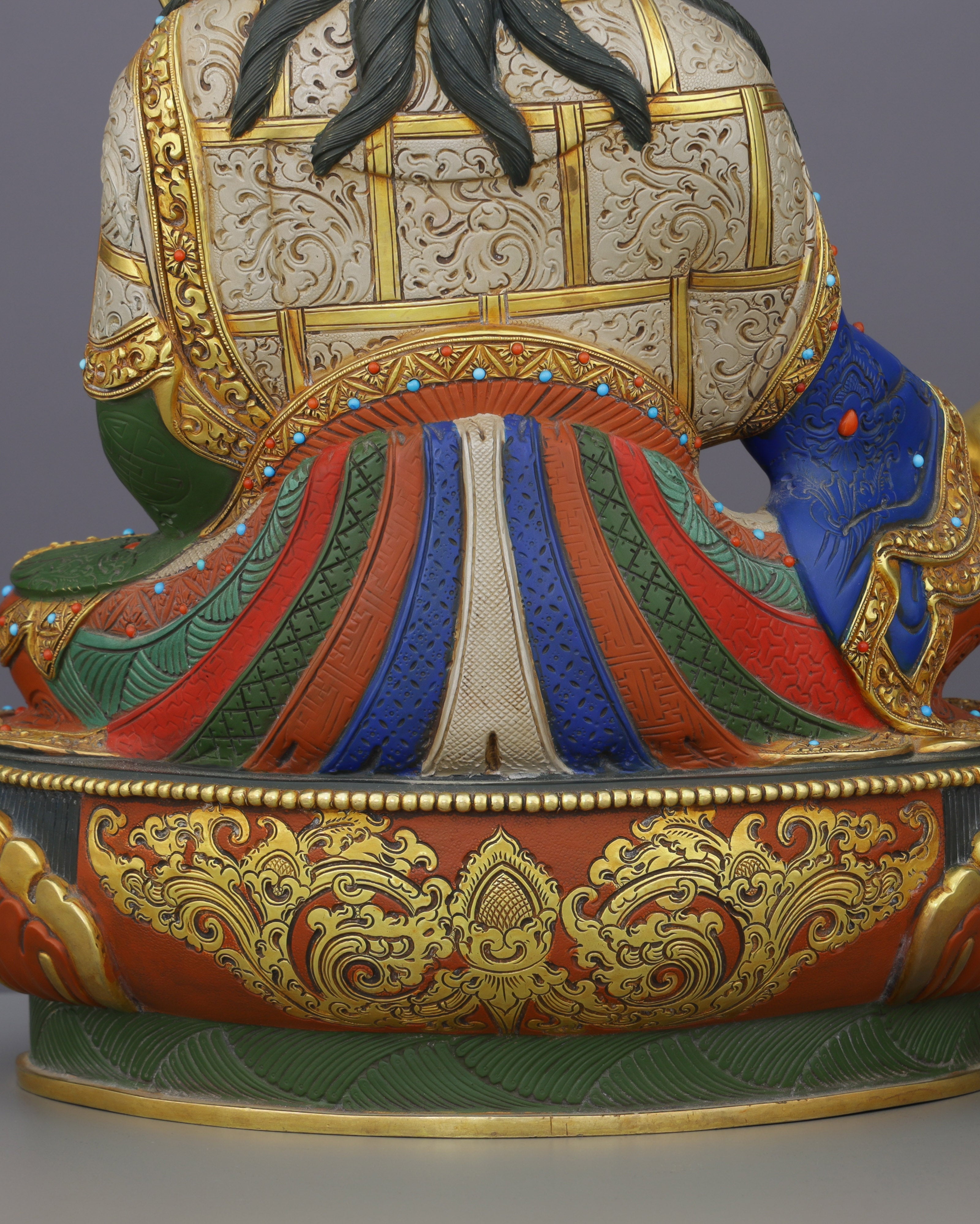 Majestic 24K Gold Gilded Guru Rinpoche Statue