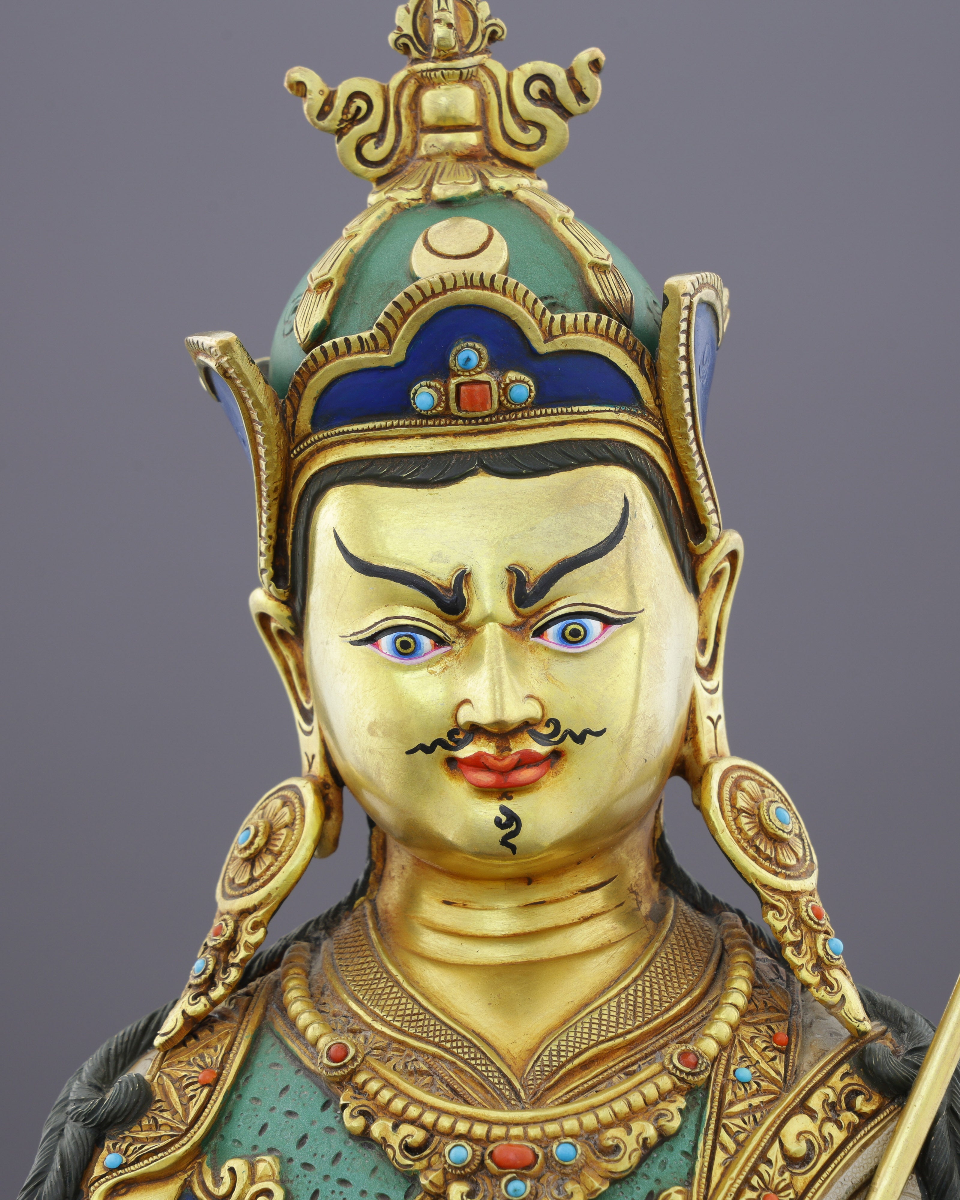 Majestic 24K Gold Gilded Guru Rinpoche Statue