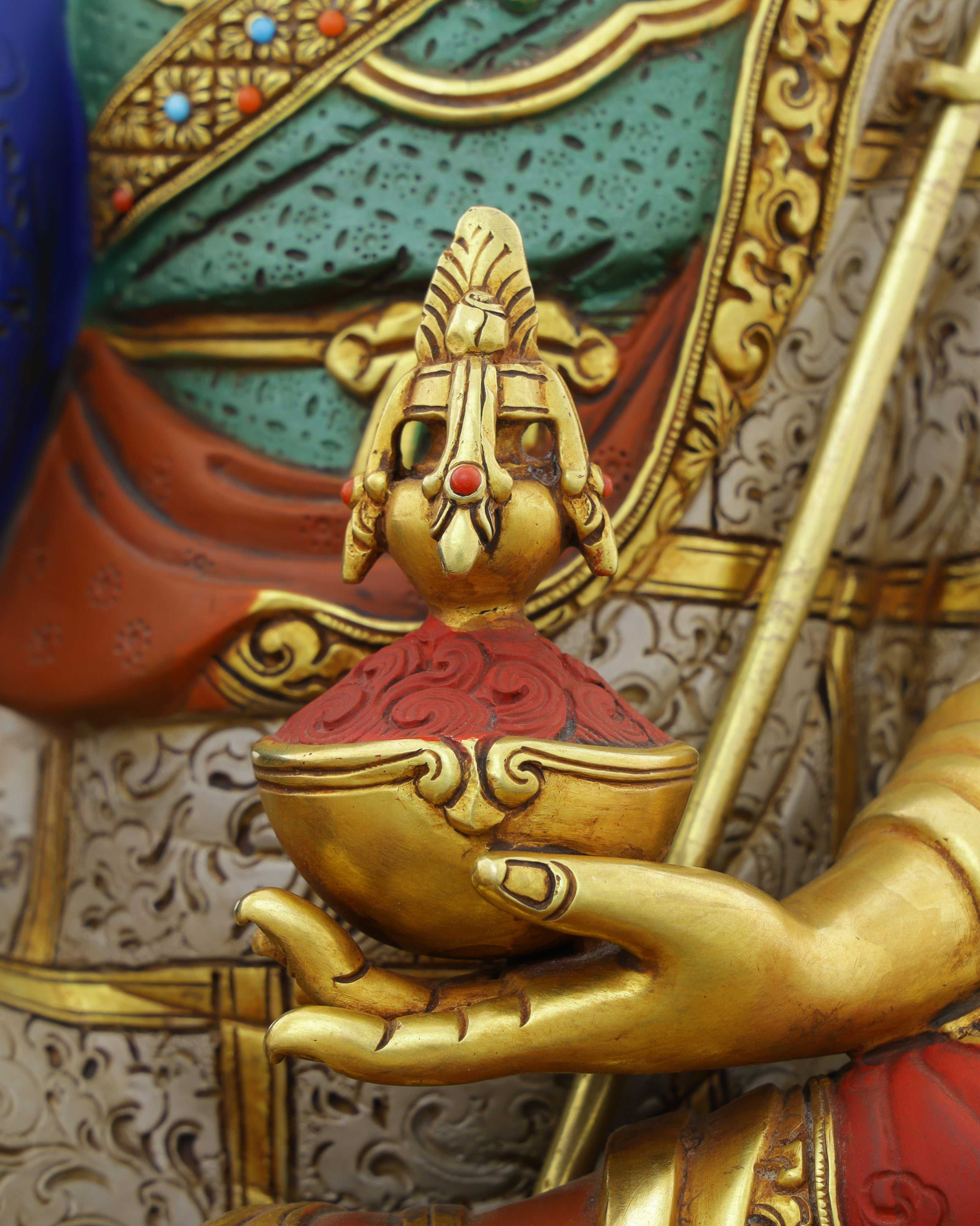 Majestic 24K Gold Gilded Guru Rinpoche Statue