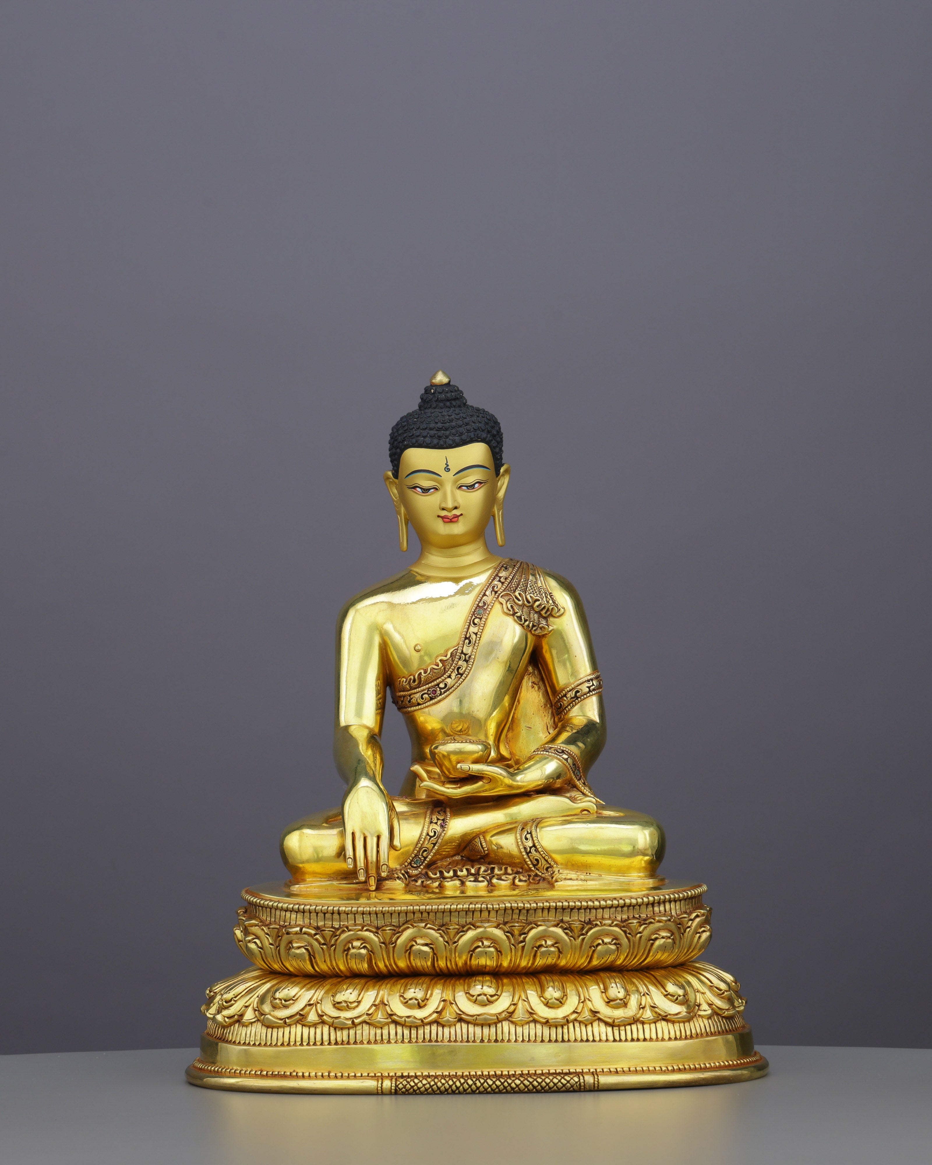 Luminous 24K Gold Gilded Sakyamuni Buddha Statue