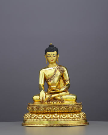 Luminous 24K Gold Gilded Sakyamuni Buddha Statue