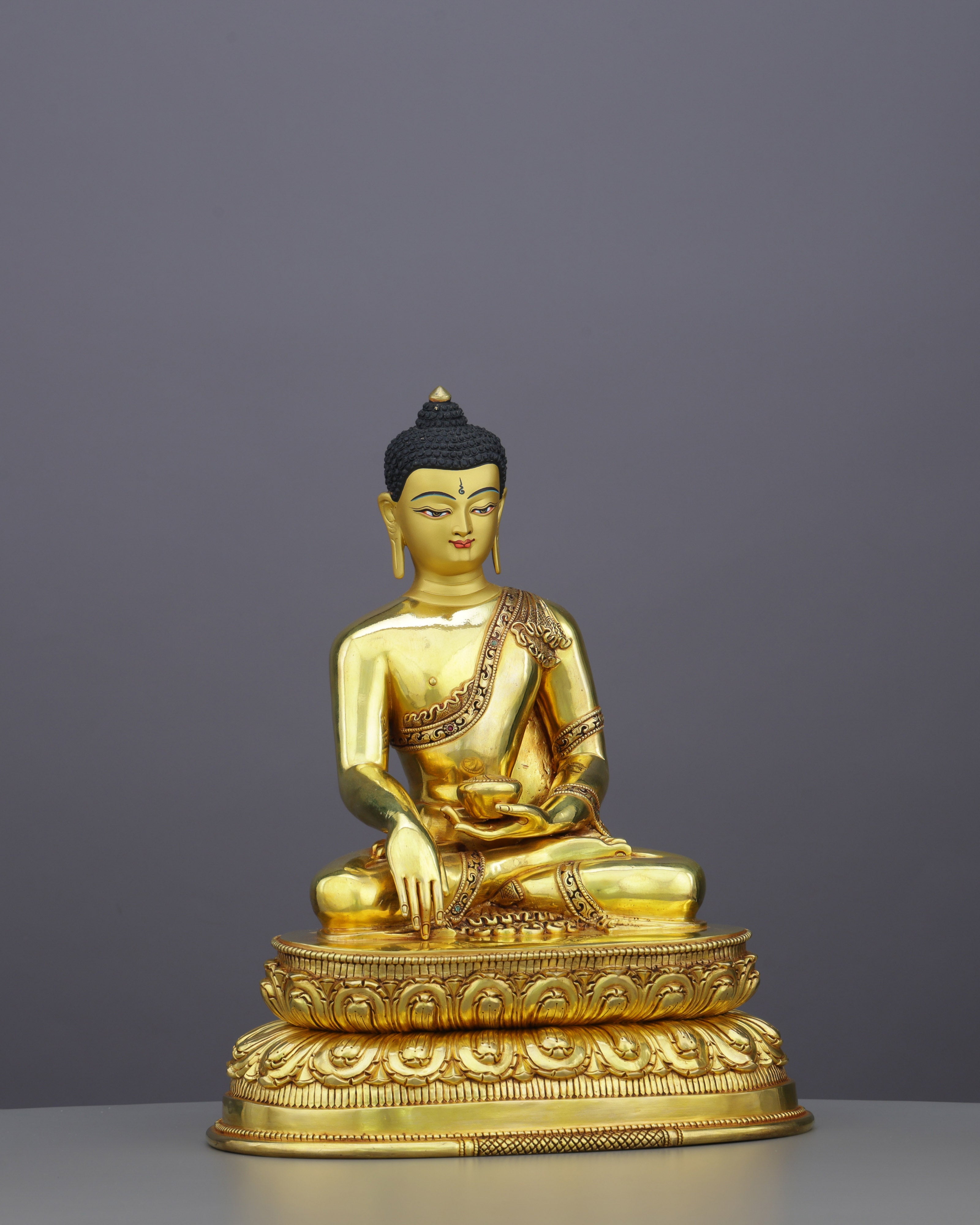 Luminous 24K Gold Gilded Sakyamuni Buddha Statue