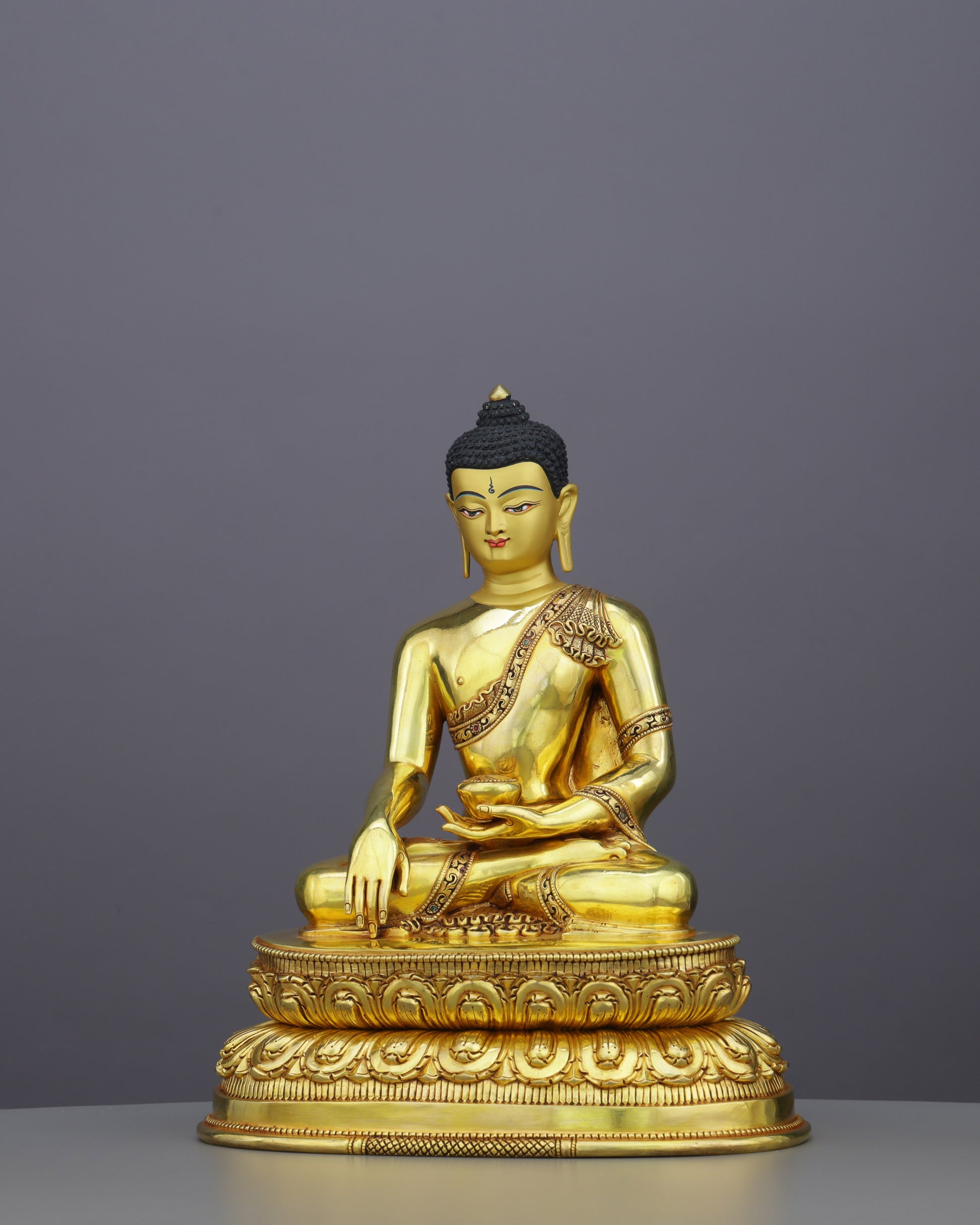 Luminous 24K Gold Gilded Sakyamuni Buddha Statue - Authentic Handcrafted Statue