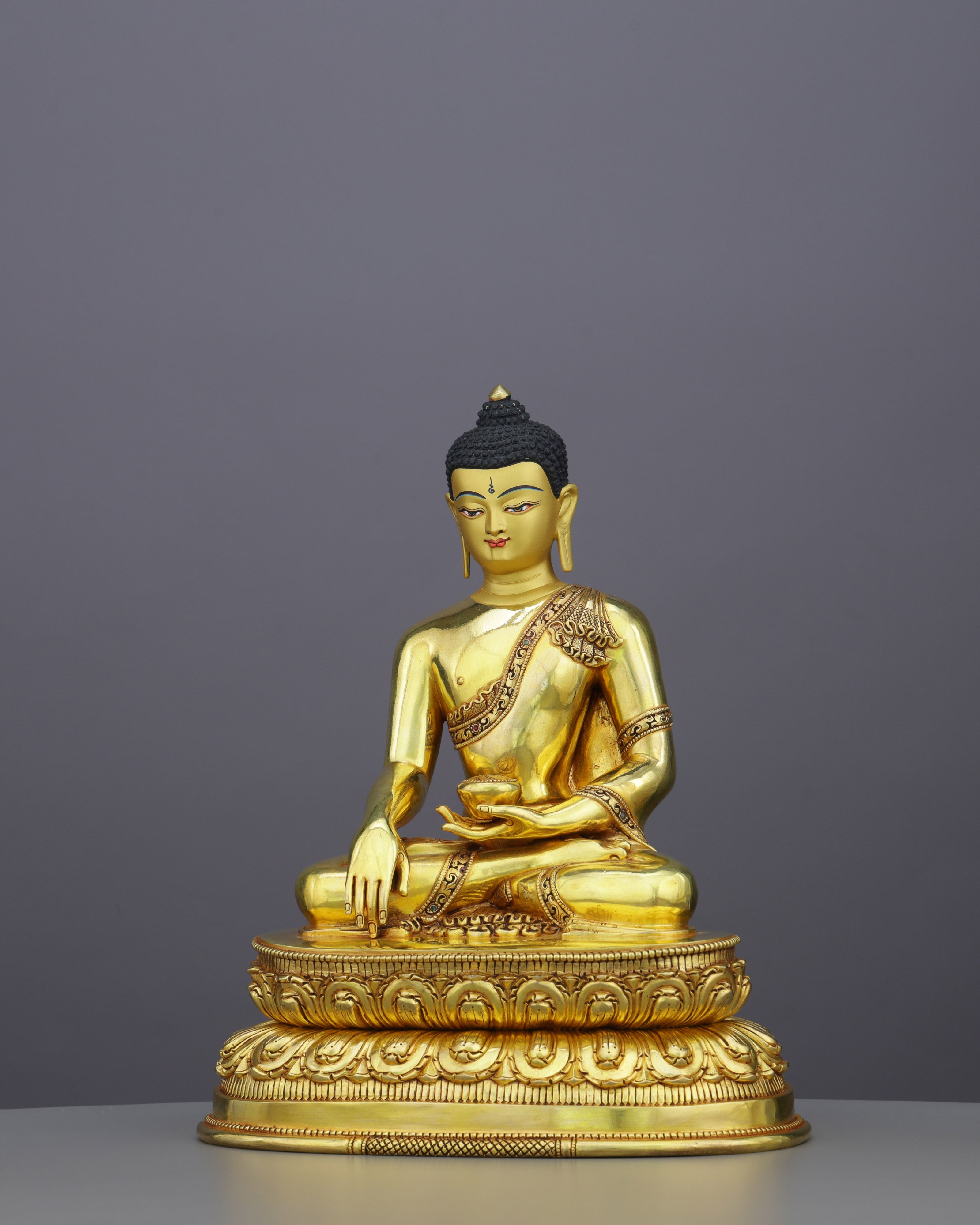 Luminous 24K Gold Gilded Sakyamuni Buddha Statue