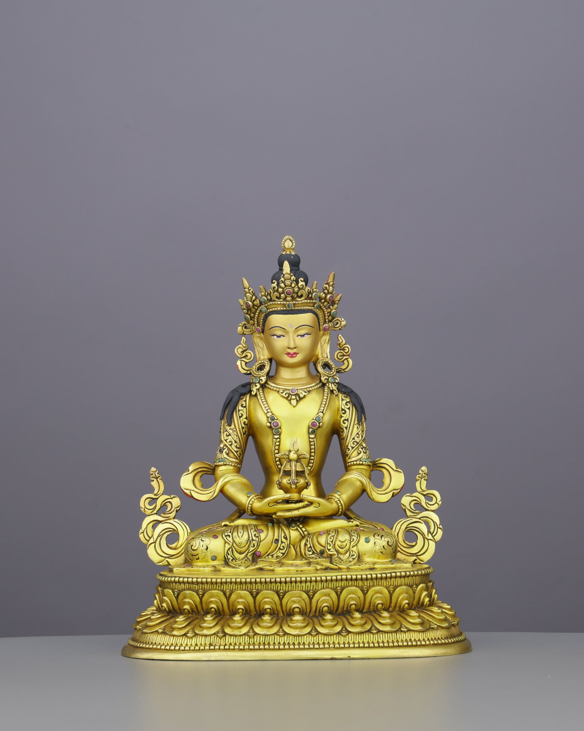 Boundless Life in Gold | Amitayus Statue That Invites Longevity, Healing, and Infinite Blessings - Authentic Handcrafted Statue