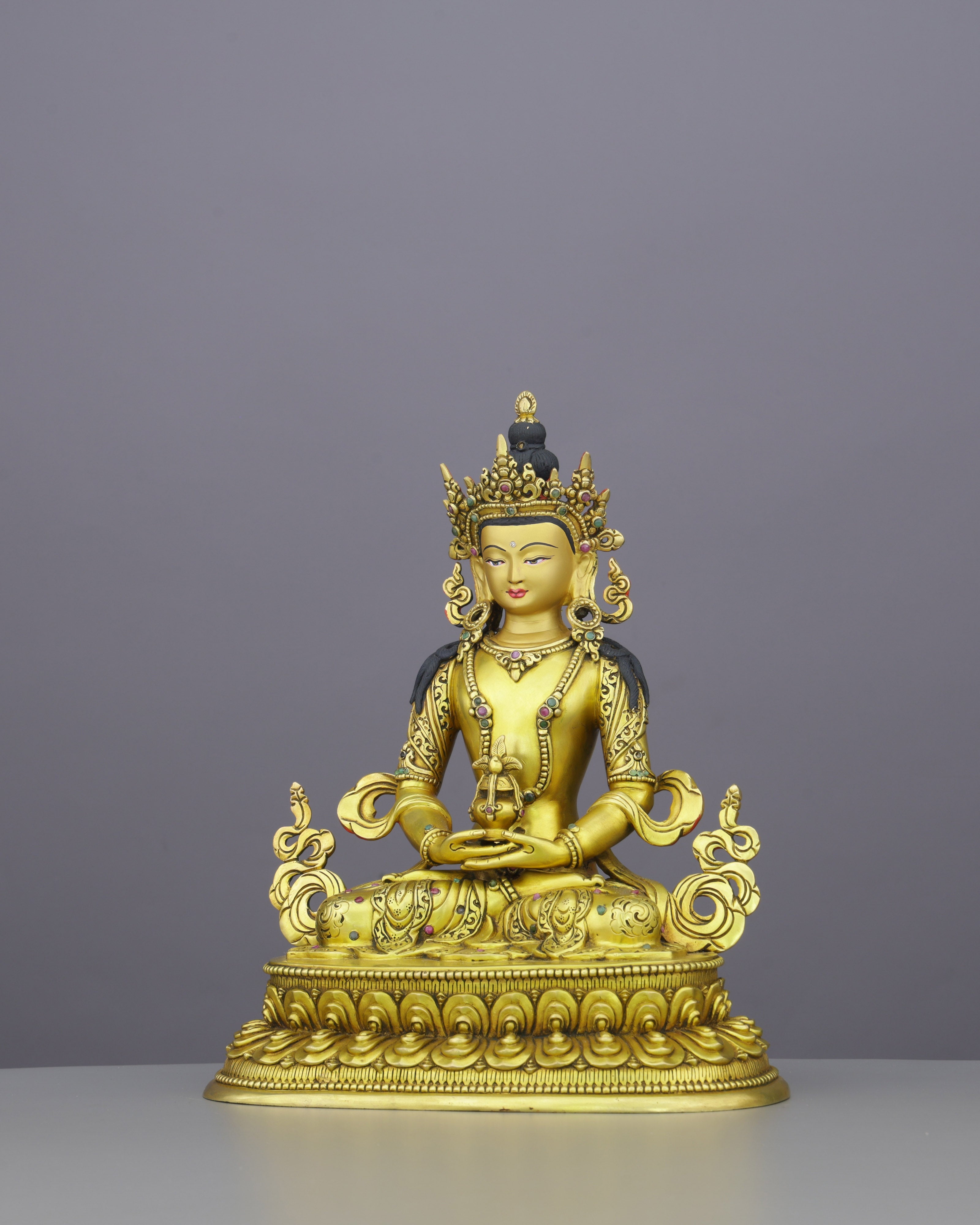 Boundless Life in Gold | Amitayus Statue That Invites Longevity, Healing, and Infinite Blessings