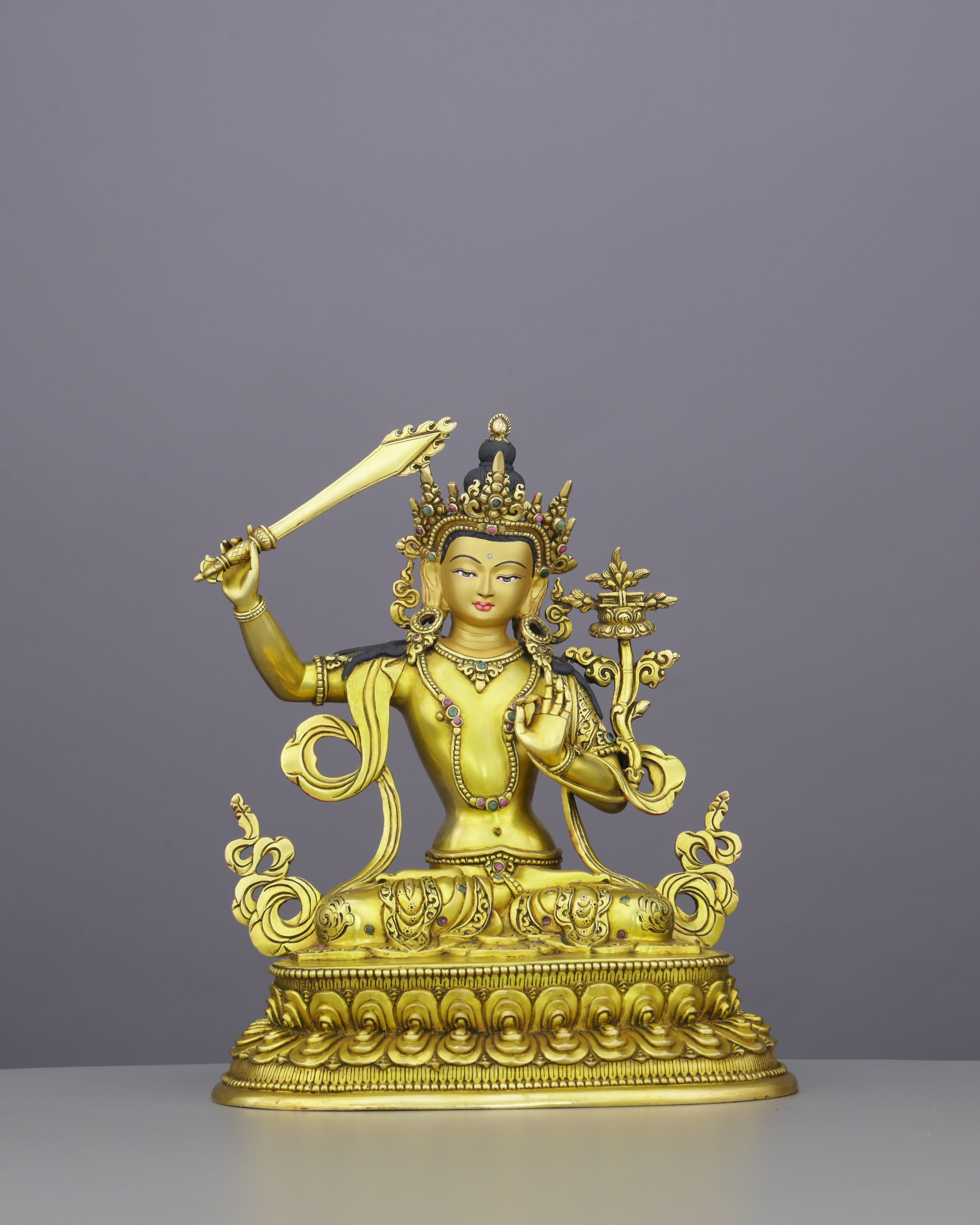 Wisdom in Gold | Manjushri Statue