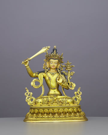 Wisdom in Gold | Manjushri Statue