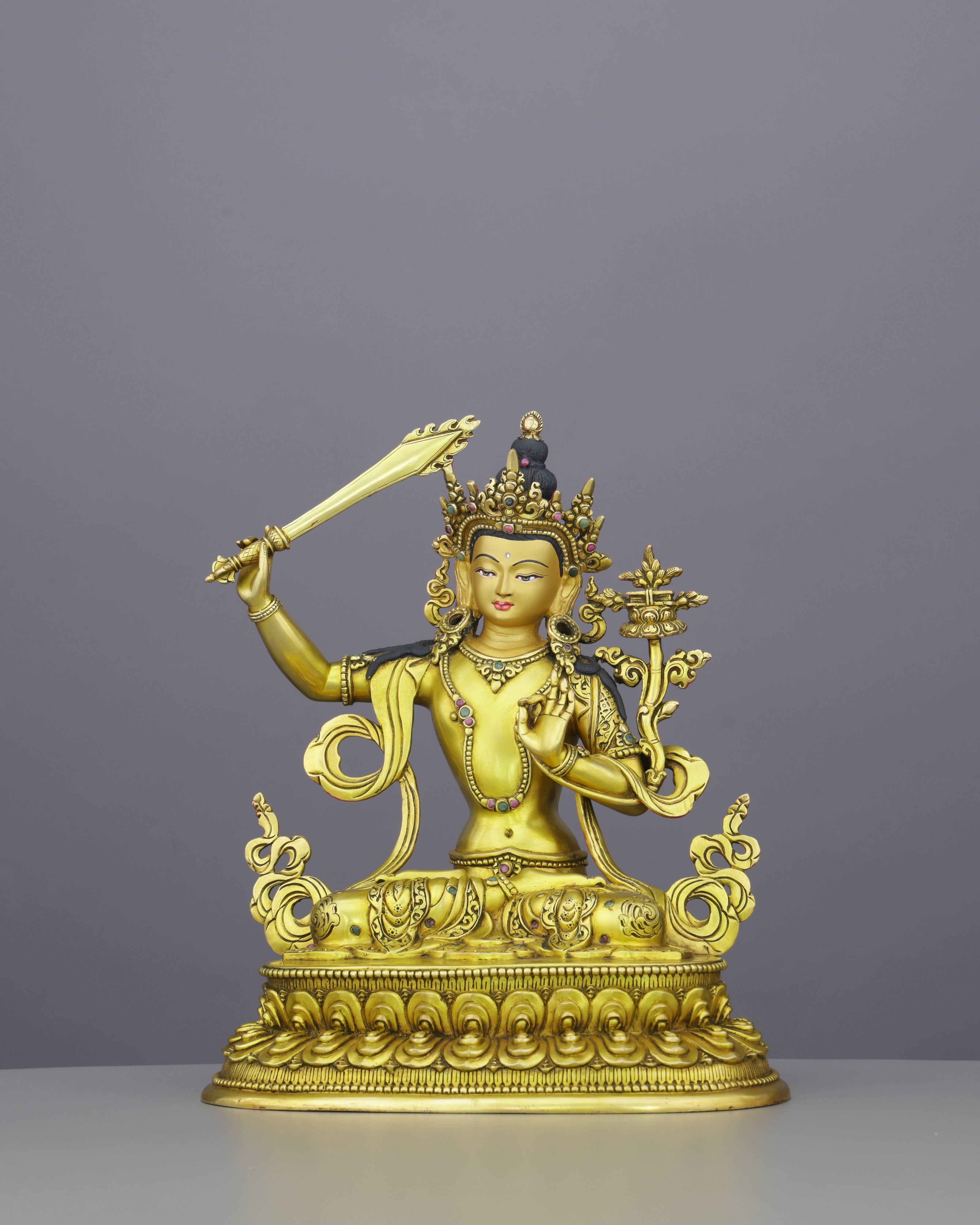Wisdom in Gold | Manjushri Statue