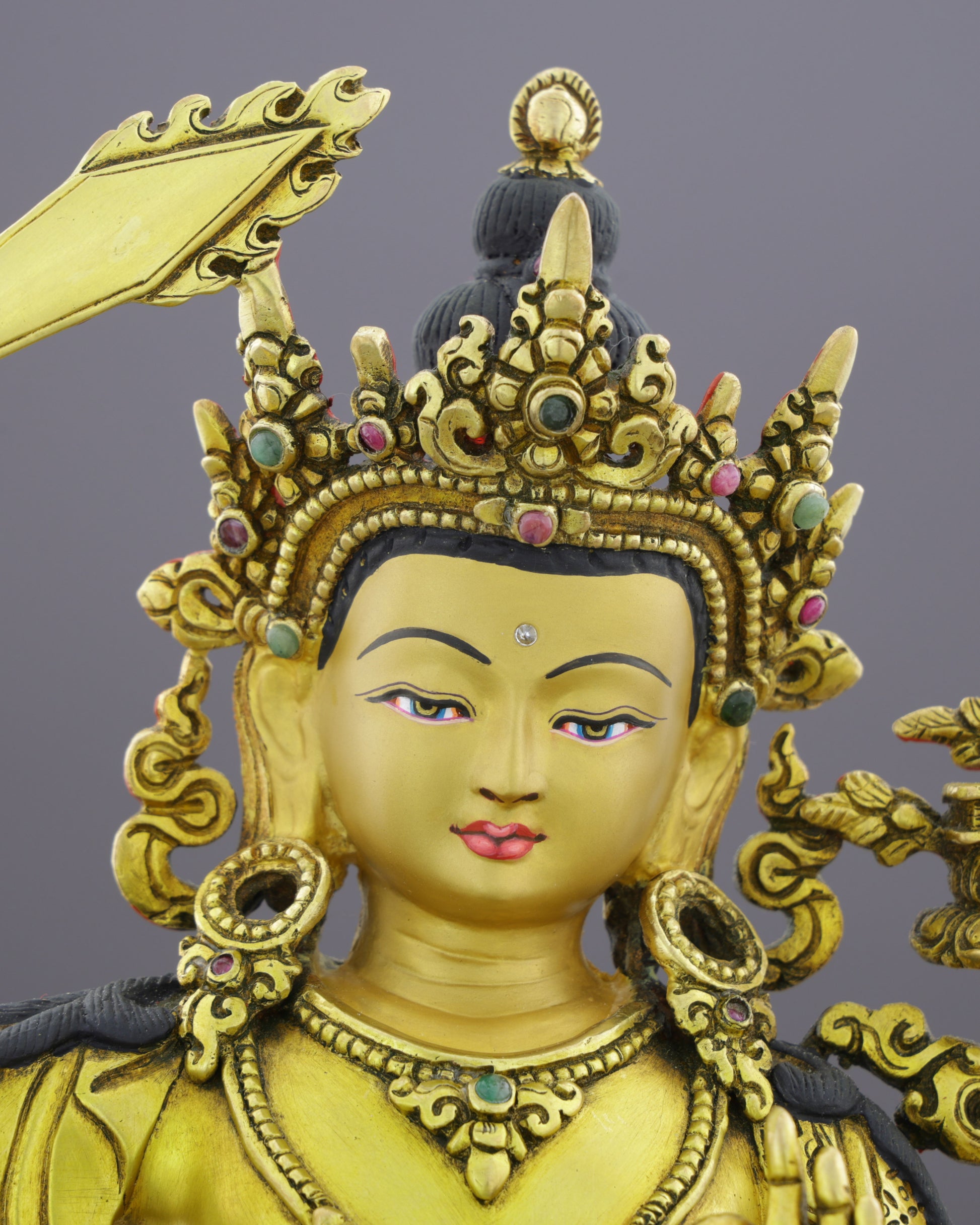 Wisdom in Gold | Manjushri Statue - Authentic Handcrafted Statue
