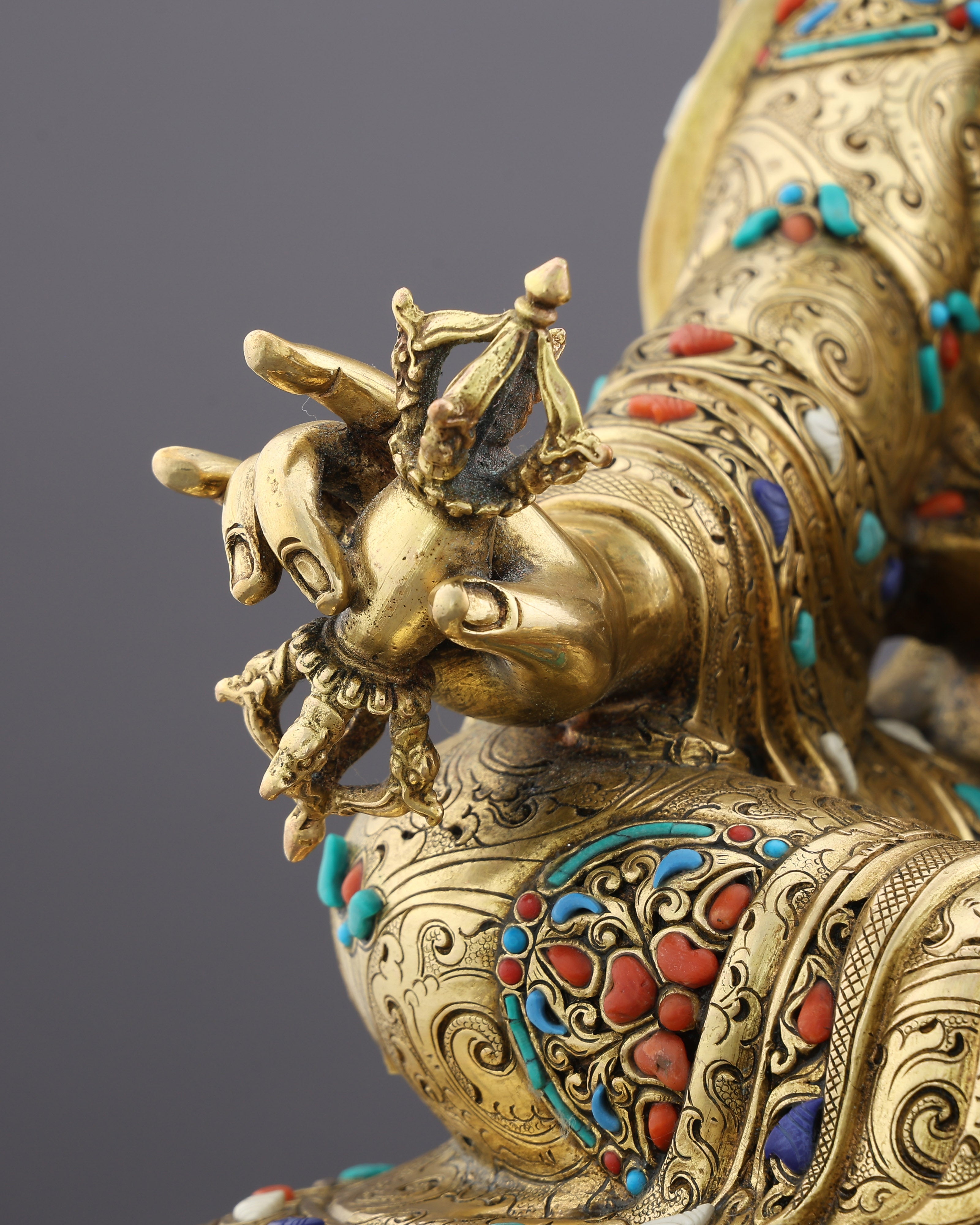 Magnificent 24K Gold Gilded Guru Rinpoche Statue – A Monumental Treasure of Tibetan Mastery