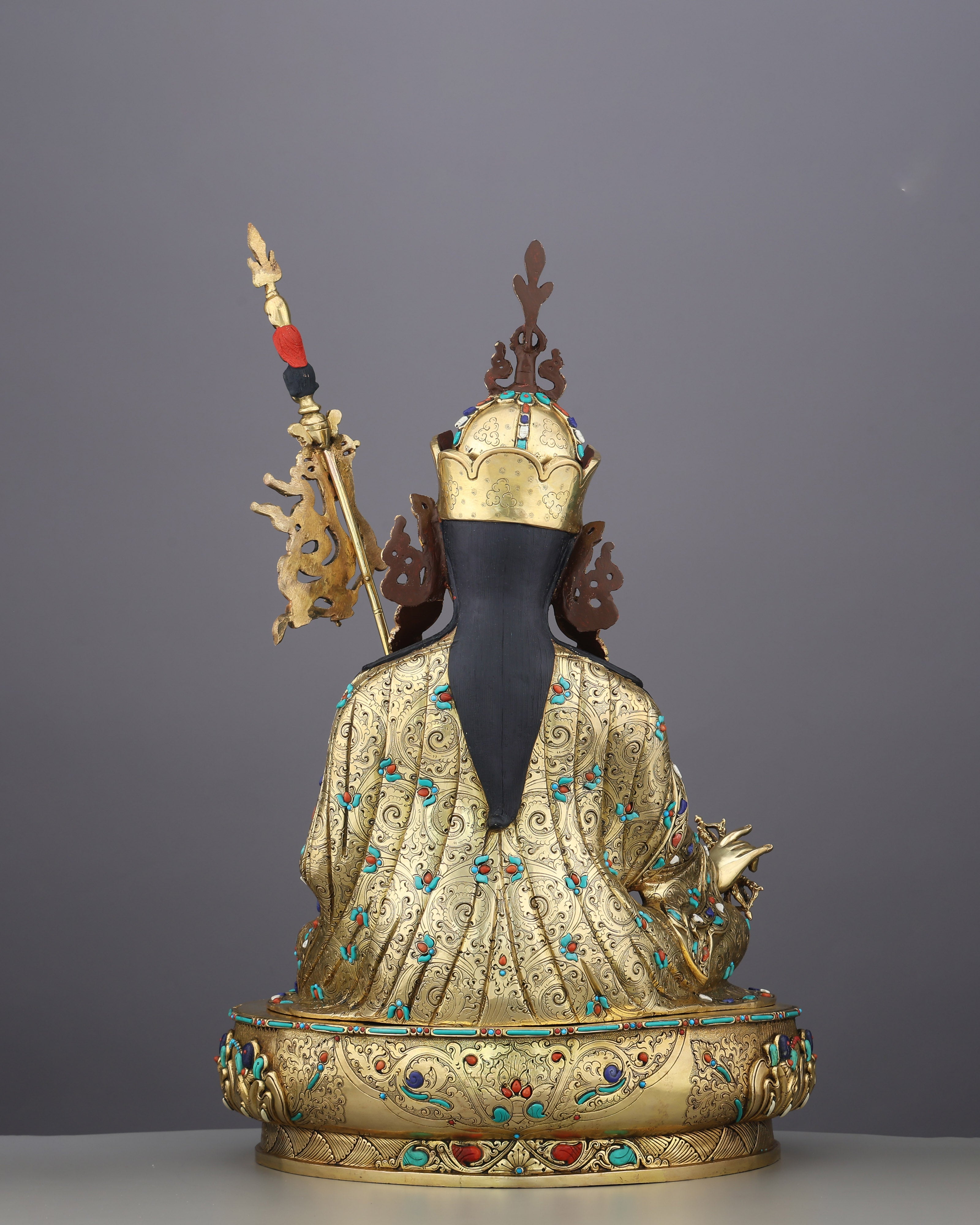 Magnificent 24K Gold Gilded Guru Rinpoche Statue – A Monumental Treasure of Tibetan Mastery