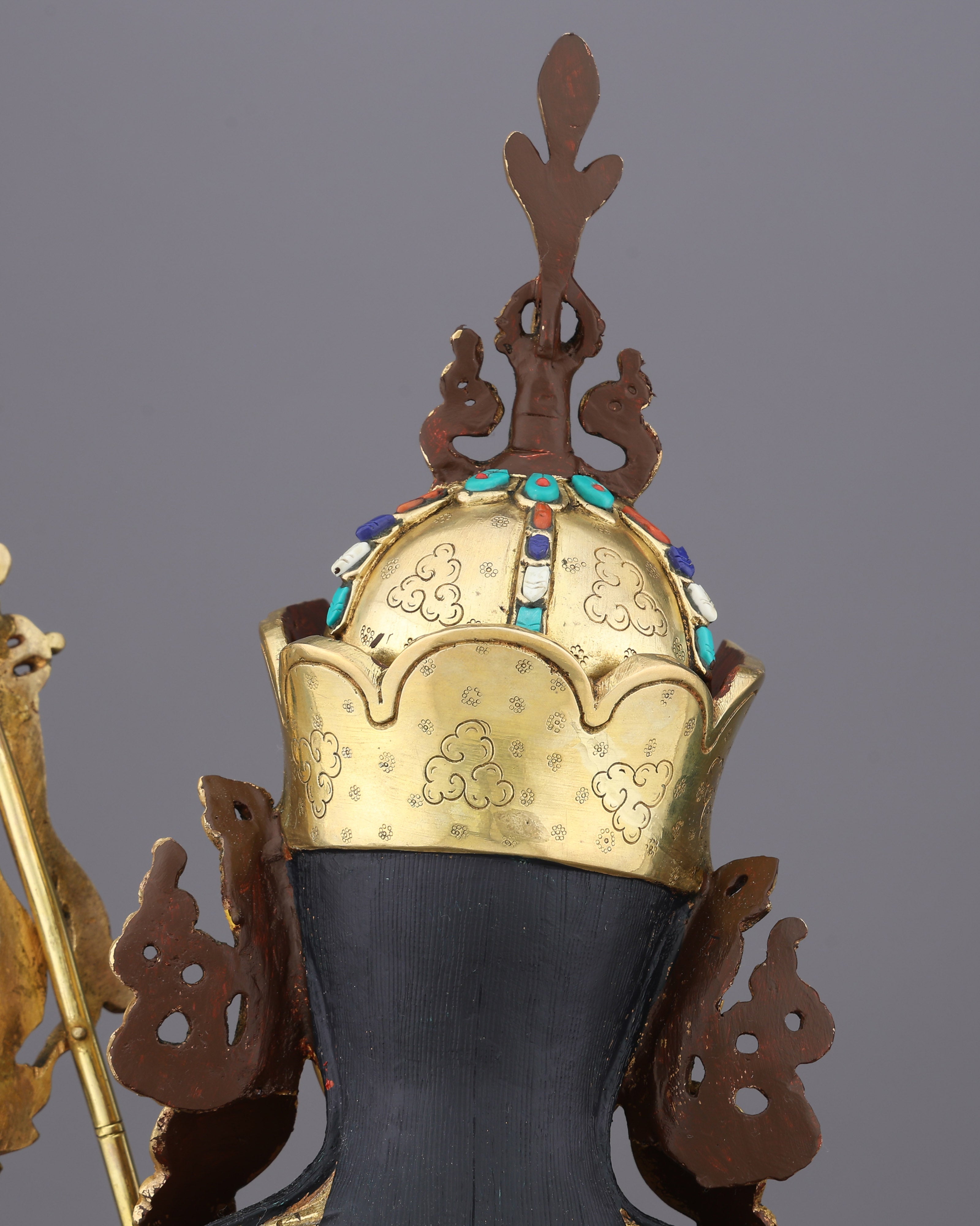 Magnificent 24K Gold Gilded Guru Rinpoche Statue – A Monumental Treasure of Tibetan Mastery