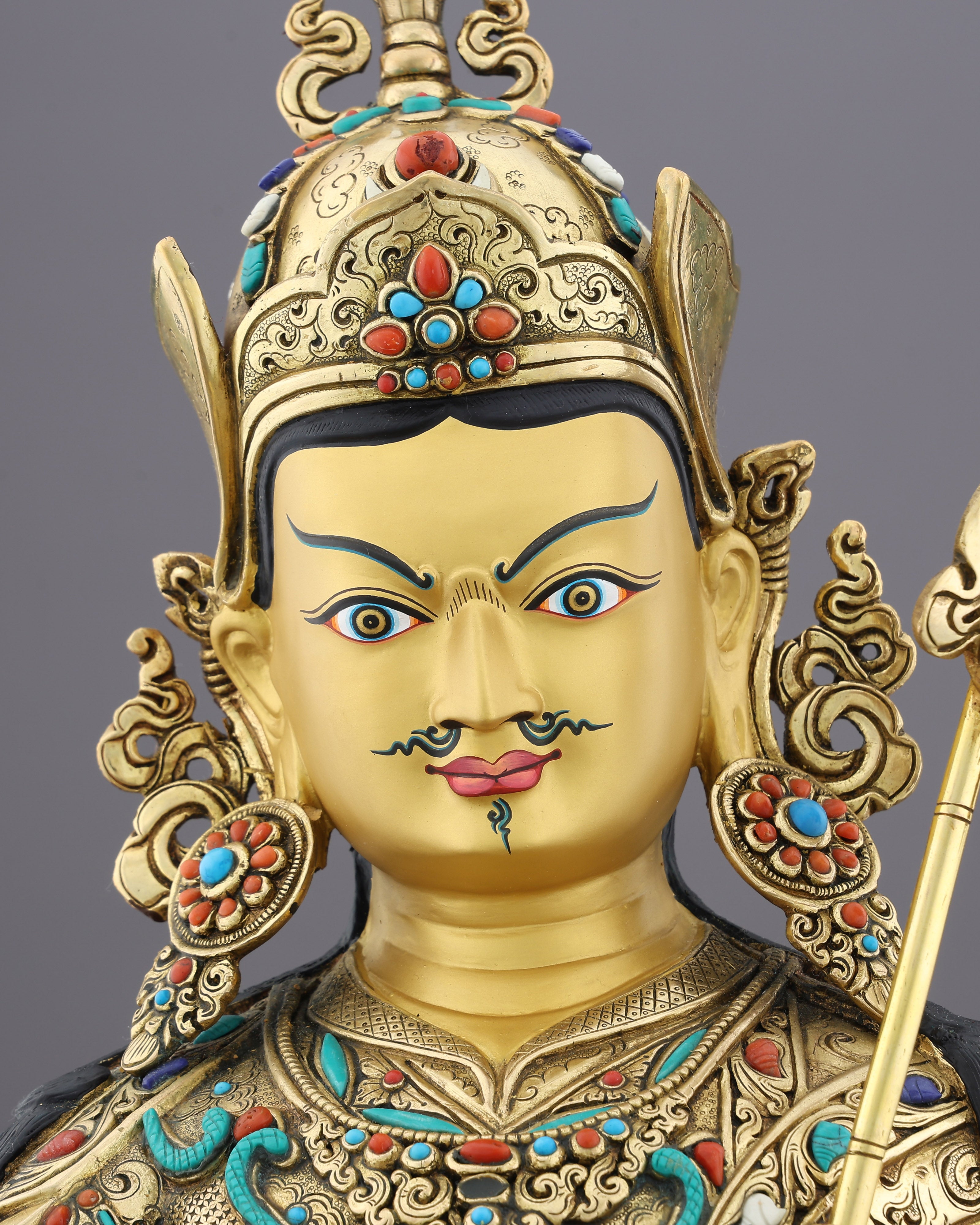 Magnificent 24K Gold Gilded Guru Rinpoche Statue – A Monumental Treasure of Tibetan Mastery