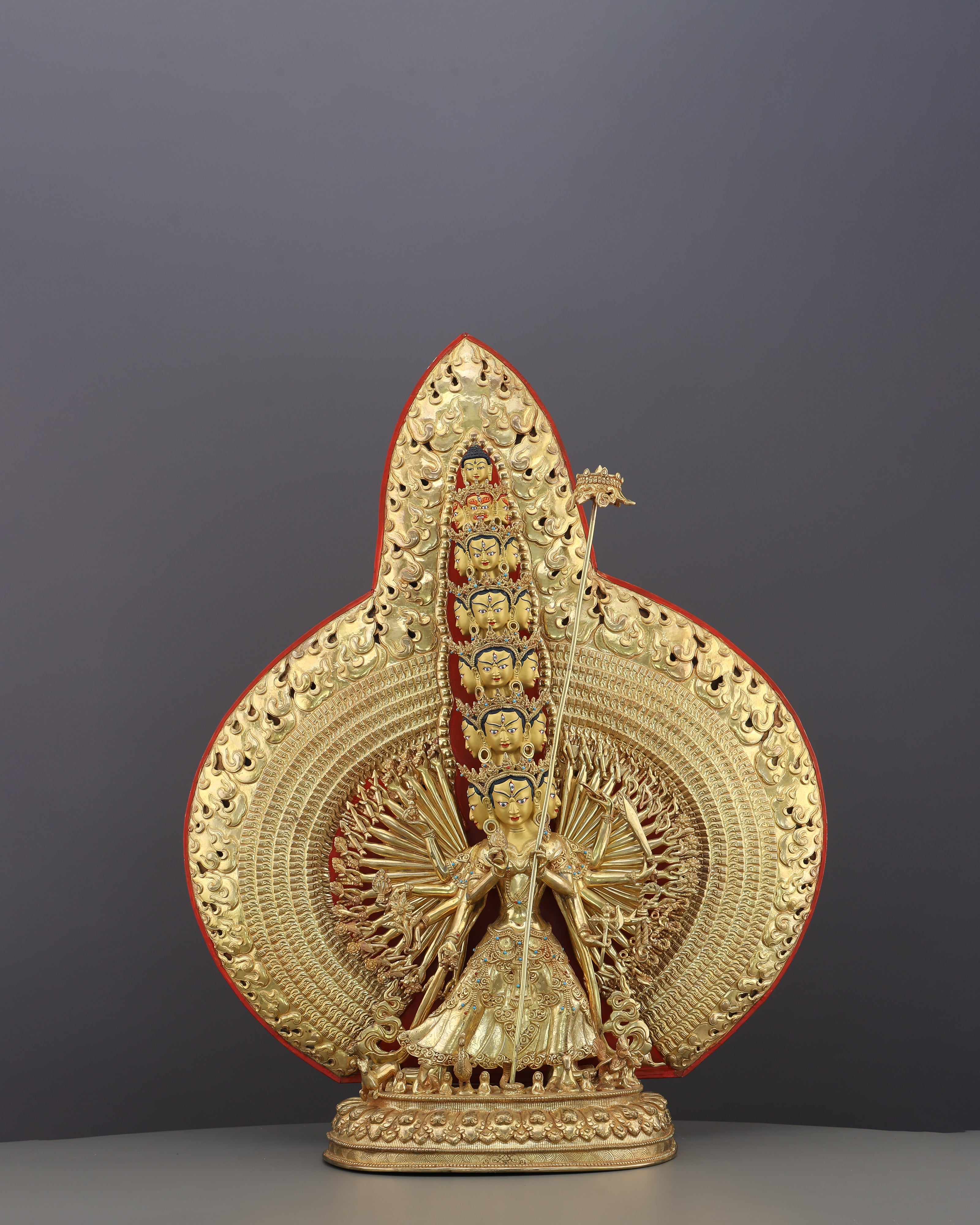 The Goddess Who Shields All Worlds | Dukkar Sitatapatra Statue in 24K Gold
