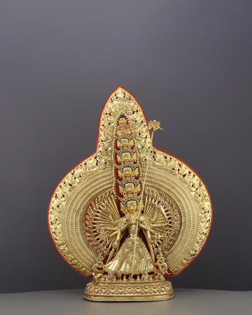 The Goddess Who Shields All Worlds | Dukkar Sitatapatra Statue in 24K Gold