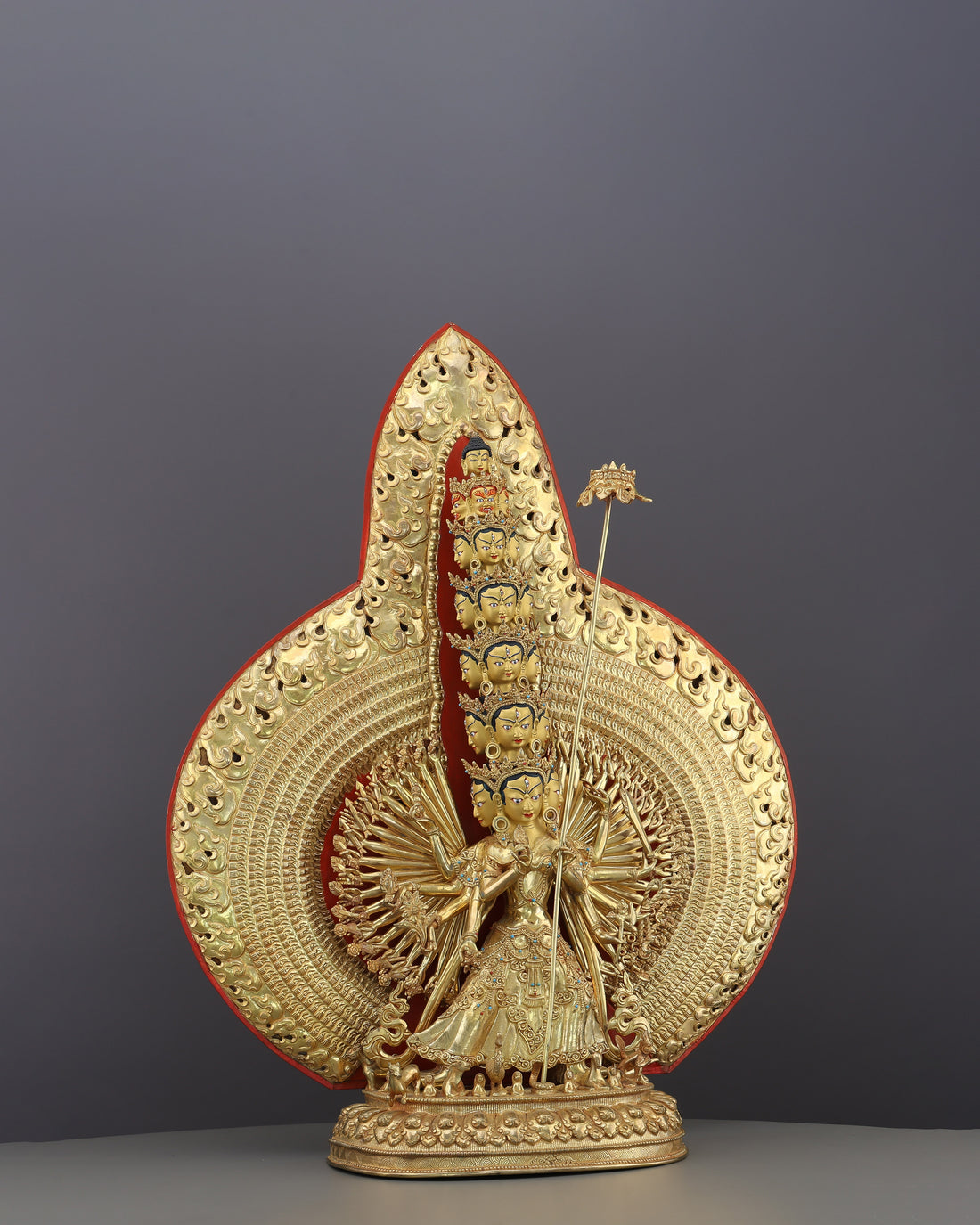 The Goddess Who Shields All Worlds | Dukkar Sitatapatra Statue in 24K Gold - Handcrafted Buddhist Statue - Authentic Sacred Art