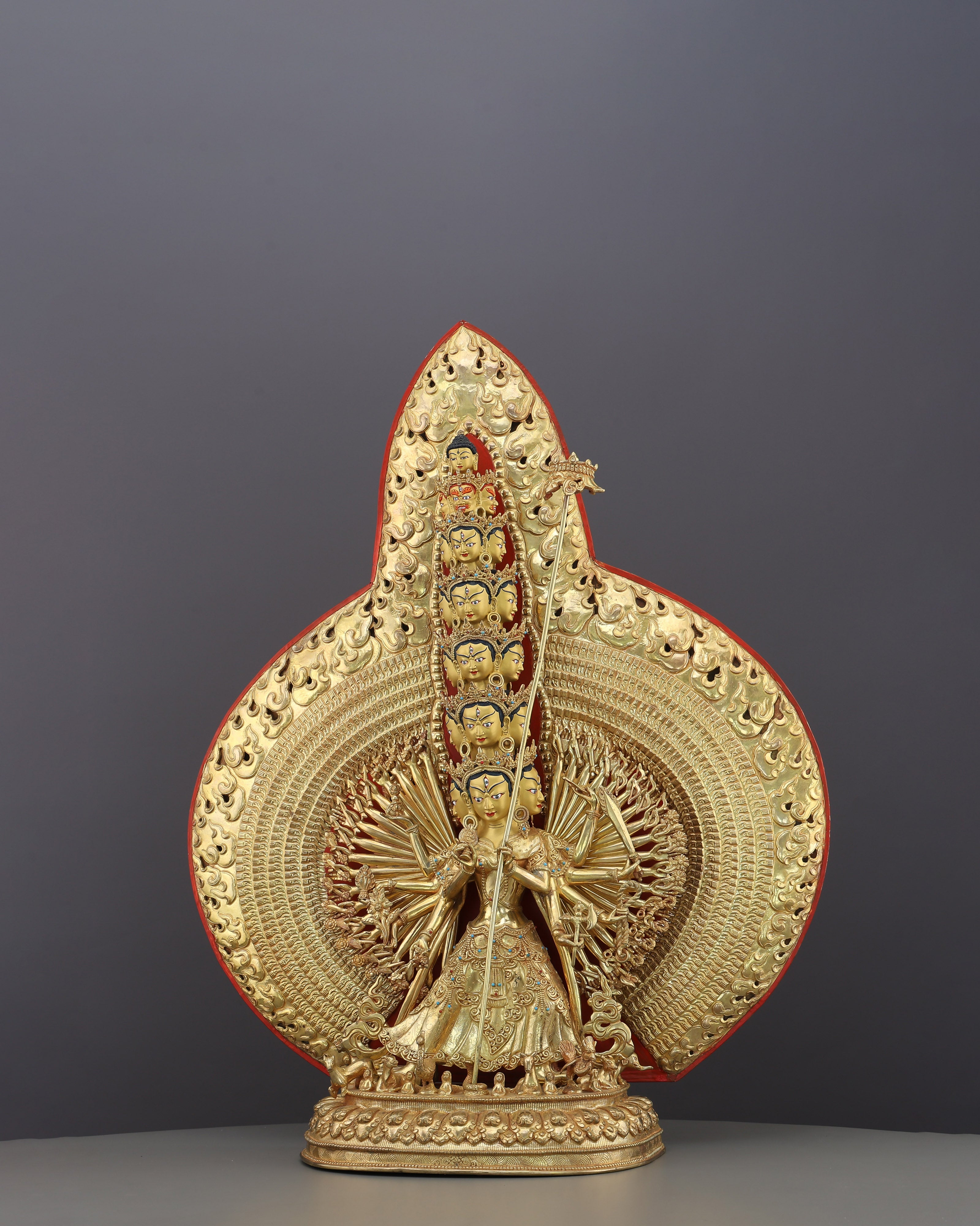 The Goddess Who Shields All Worlds | Dukkar Sitatapatra Statue in 24K Gold