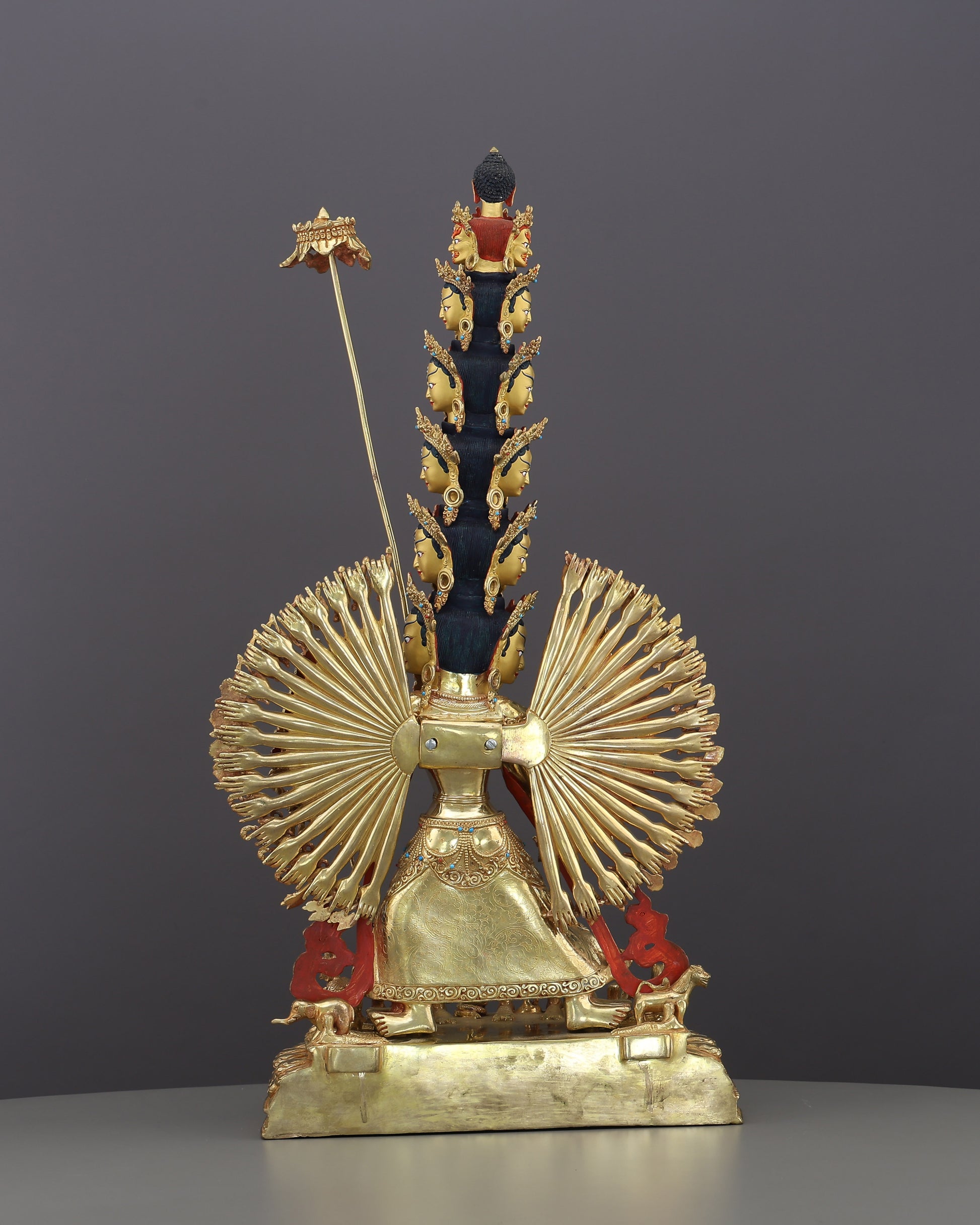 The Goddess Who Shields All Worlds | Dukkar Sitatapatra Statue in 24K Gold - Authentic Handcrafted Statue