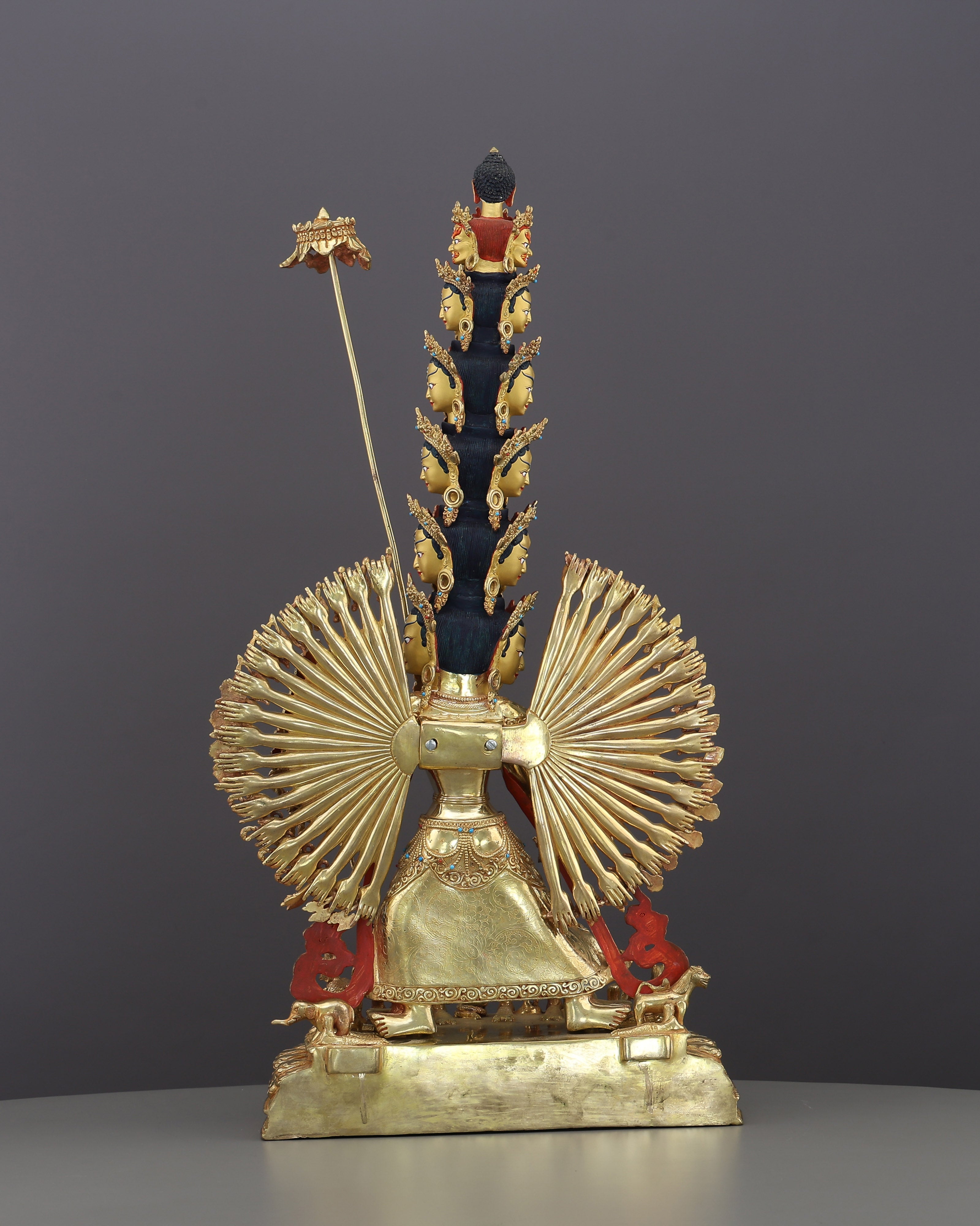 The Goddess Who Shields All Worlds | Dukkar Sitatapatra Statue in 24K Gold