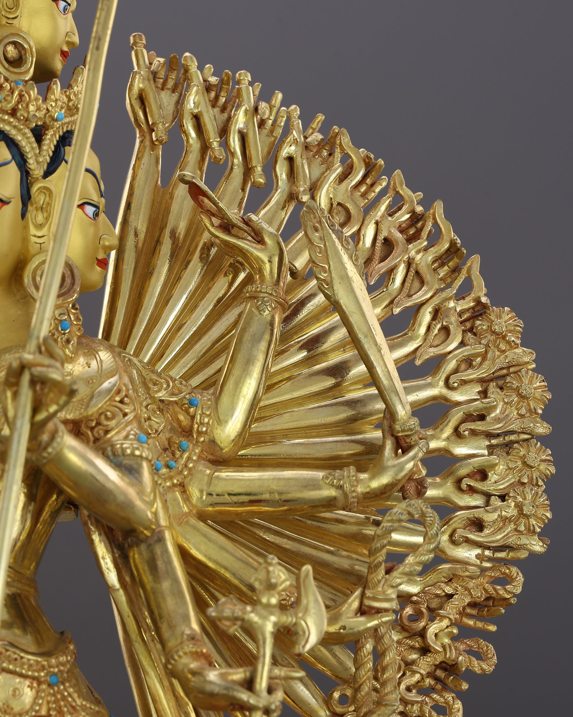 The Goddess Who Shields All Worlds | Dukkar Sitatapatra Statue in 24K Gold - Authentic Handcrafted Statue