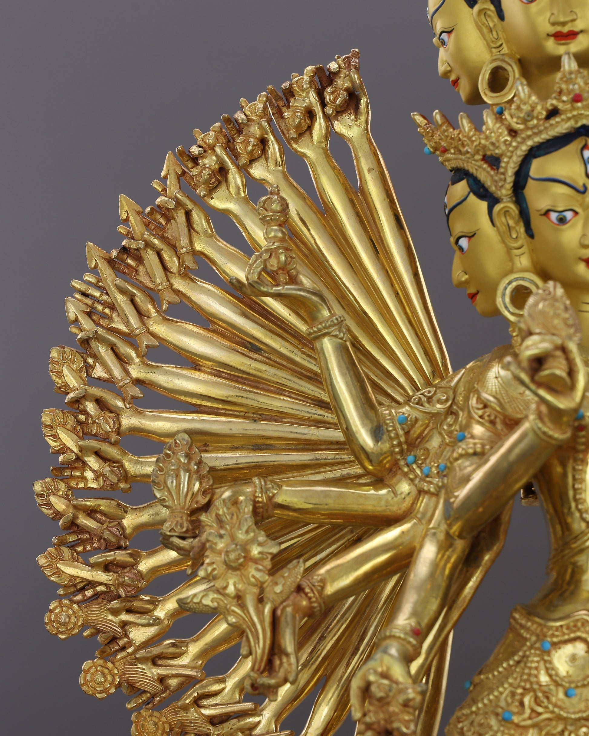 The Goddess Who Shields All Worlds | Dukkar Sitatapatra Statue in 24K Gold - Authentic Handcrafted Statue