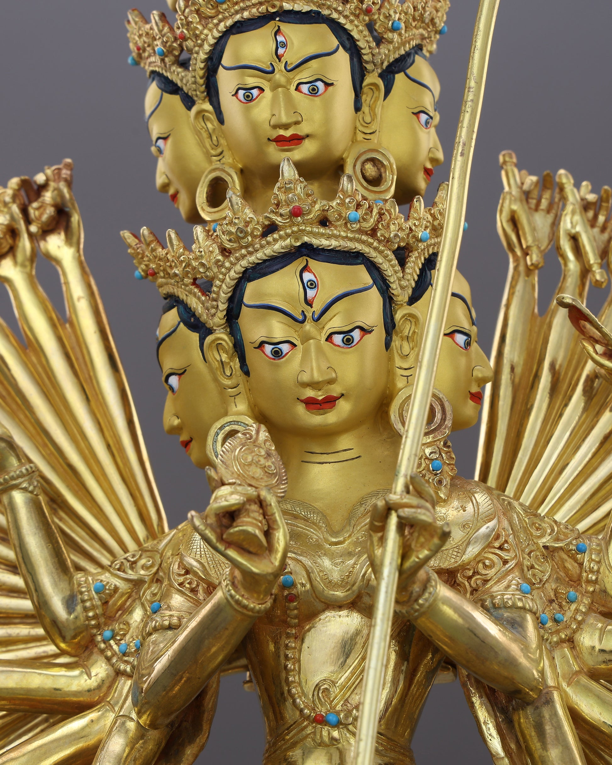 The Goddess Who Shields All Worlds | Dukkar Sitatapatra Statue in 24K Gold - Authentic Handcrafted Statue