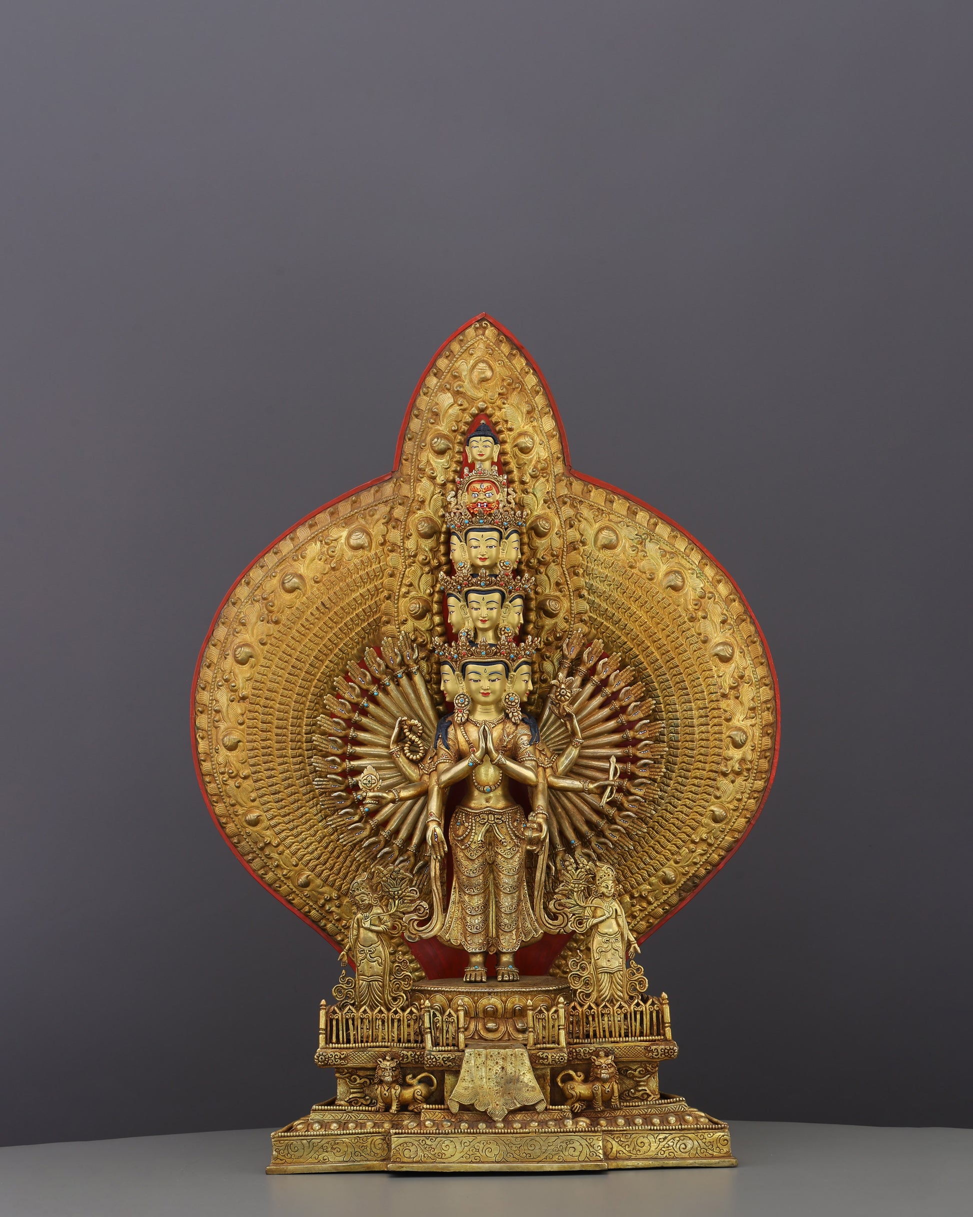A Thousand Arms of Mercy | 1000-Armed Lokeshwor Statue in 24K Gold - Authentic Handcrafted Statue