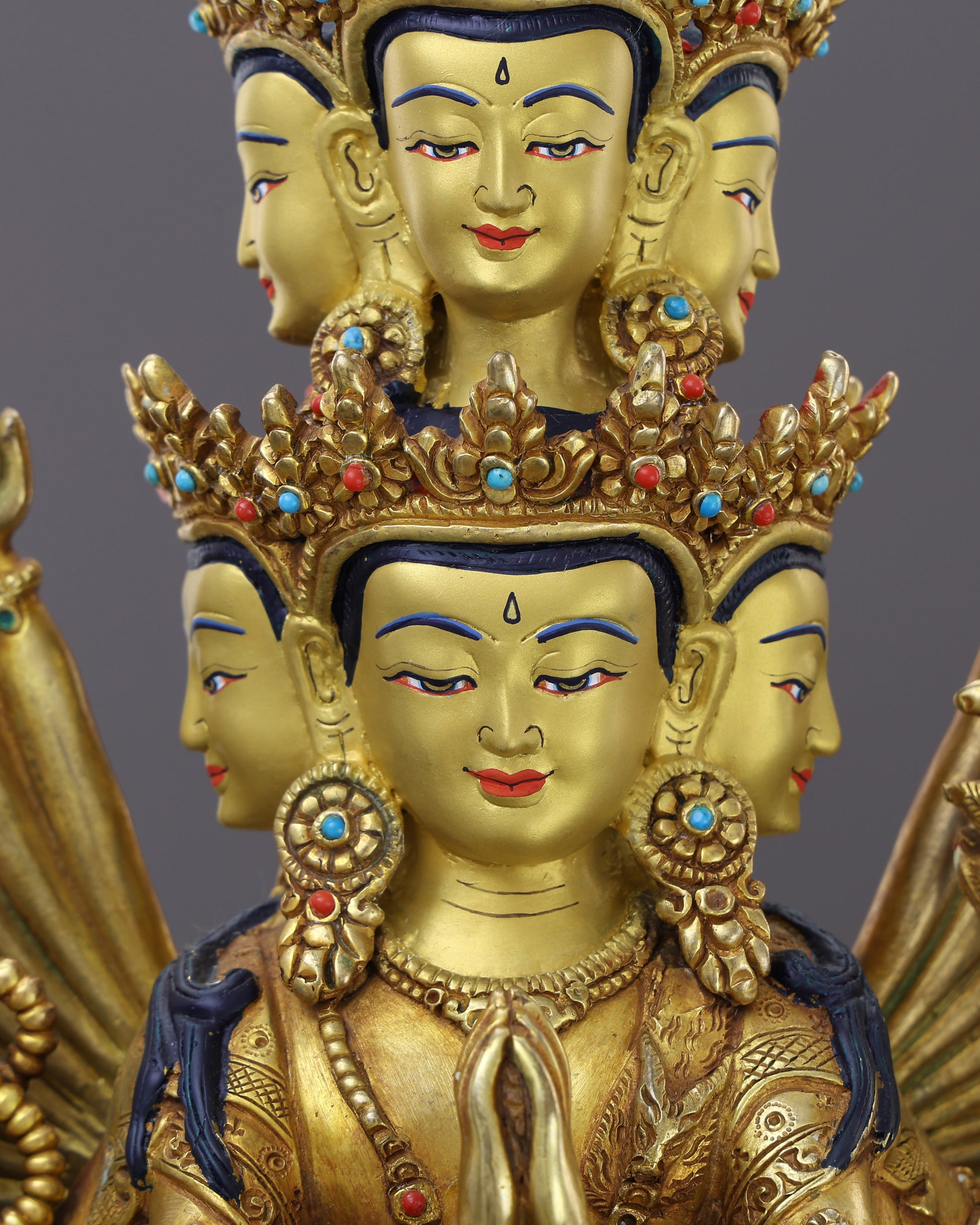 A Thousand Arms of Mercy | 1000-Armed Lokeshwor Statue in 24K Gold - Authentic Handcrafted Statue